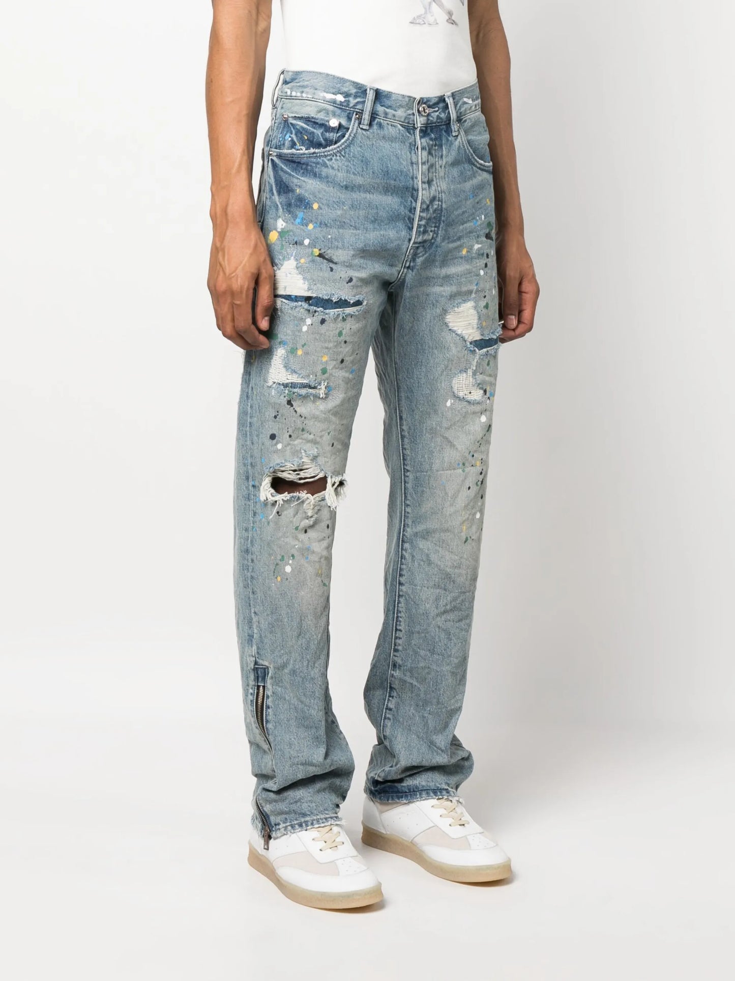 distressed straight leg jeans