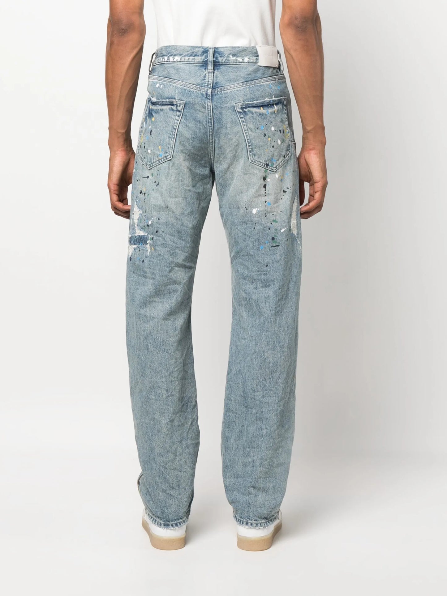 distressed straight leg jeans