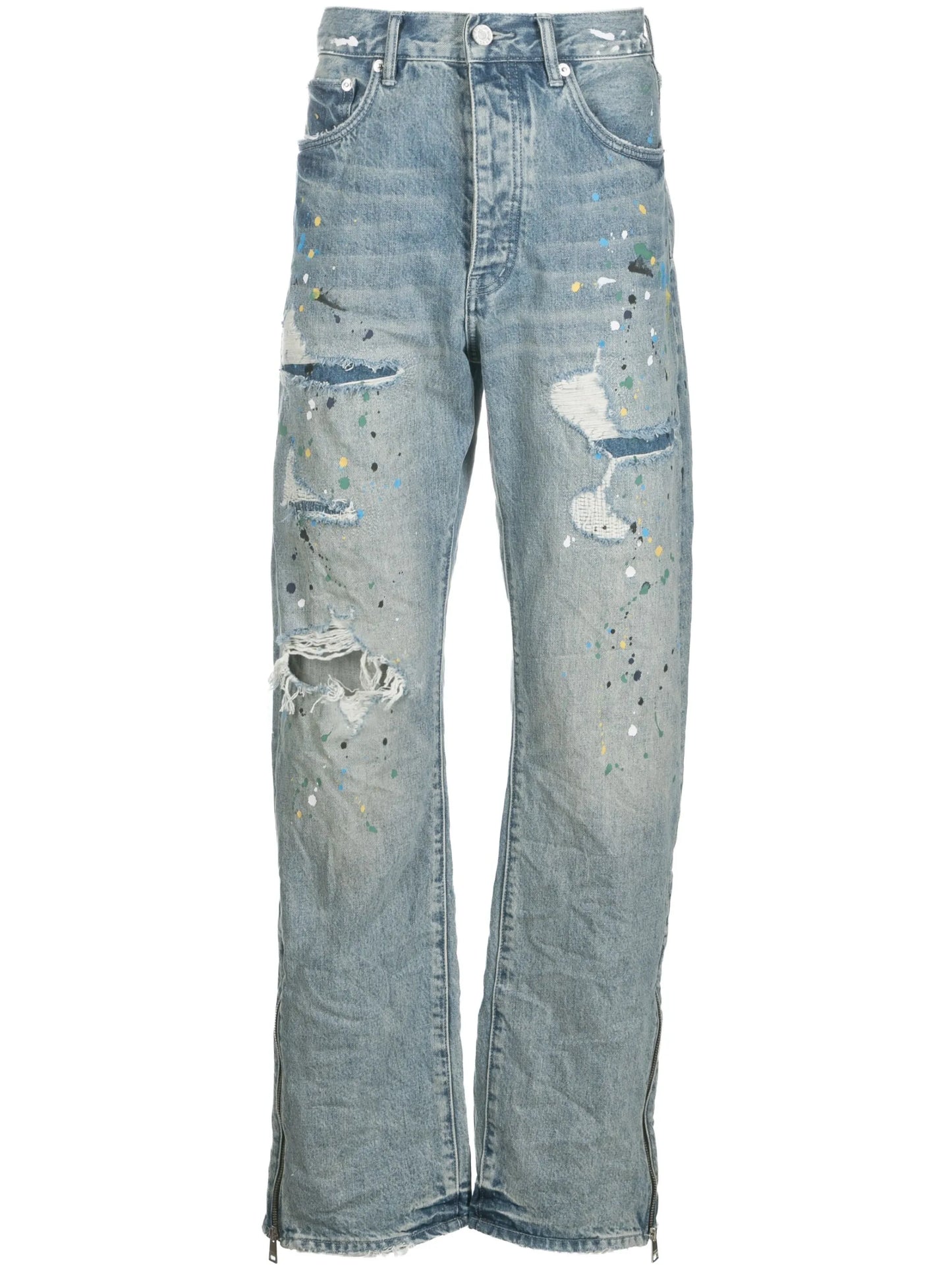 distressed straight leg jeans