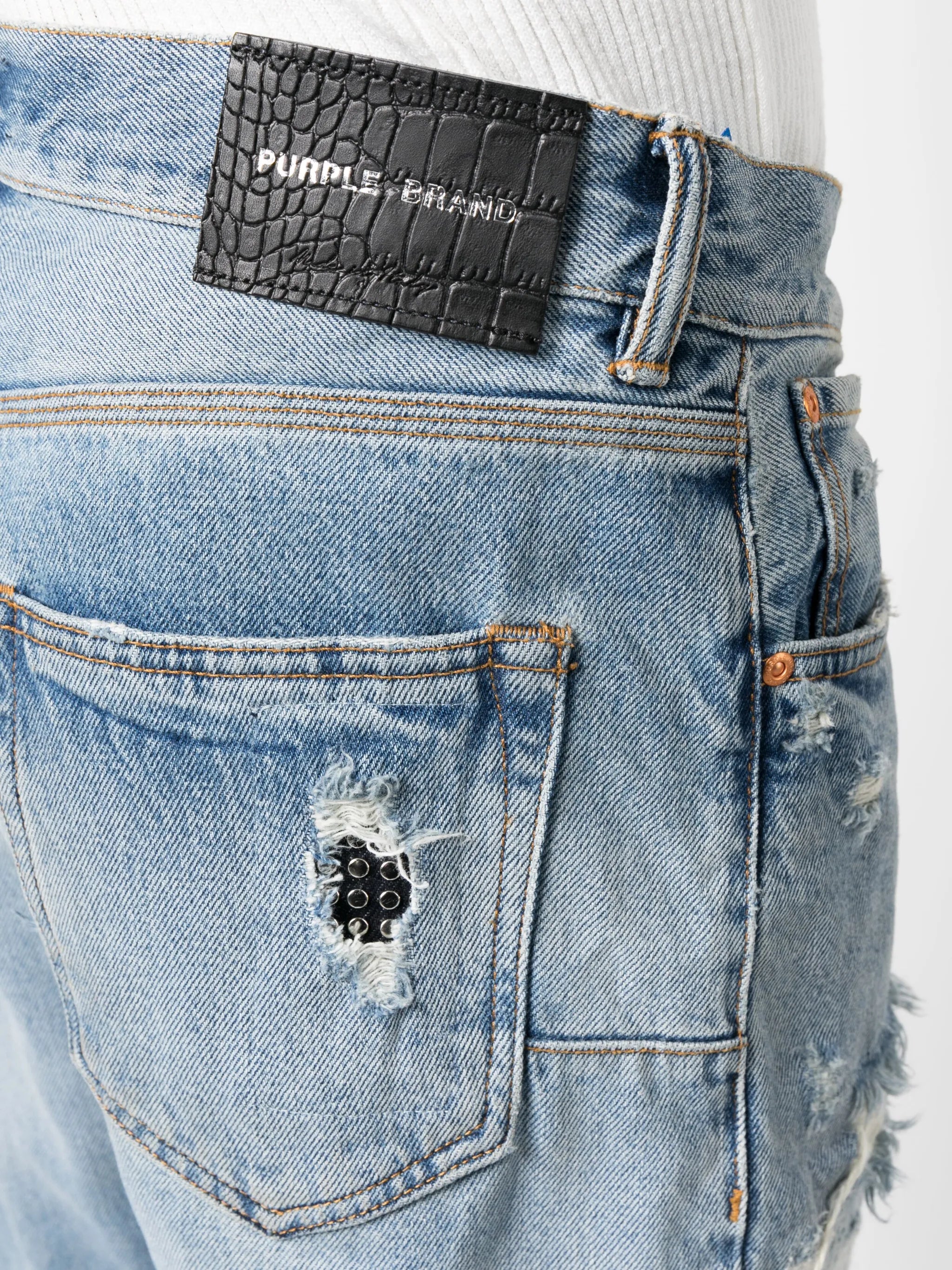 ripped straight-leg jeans