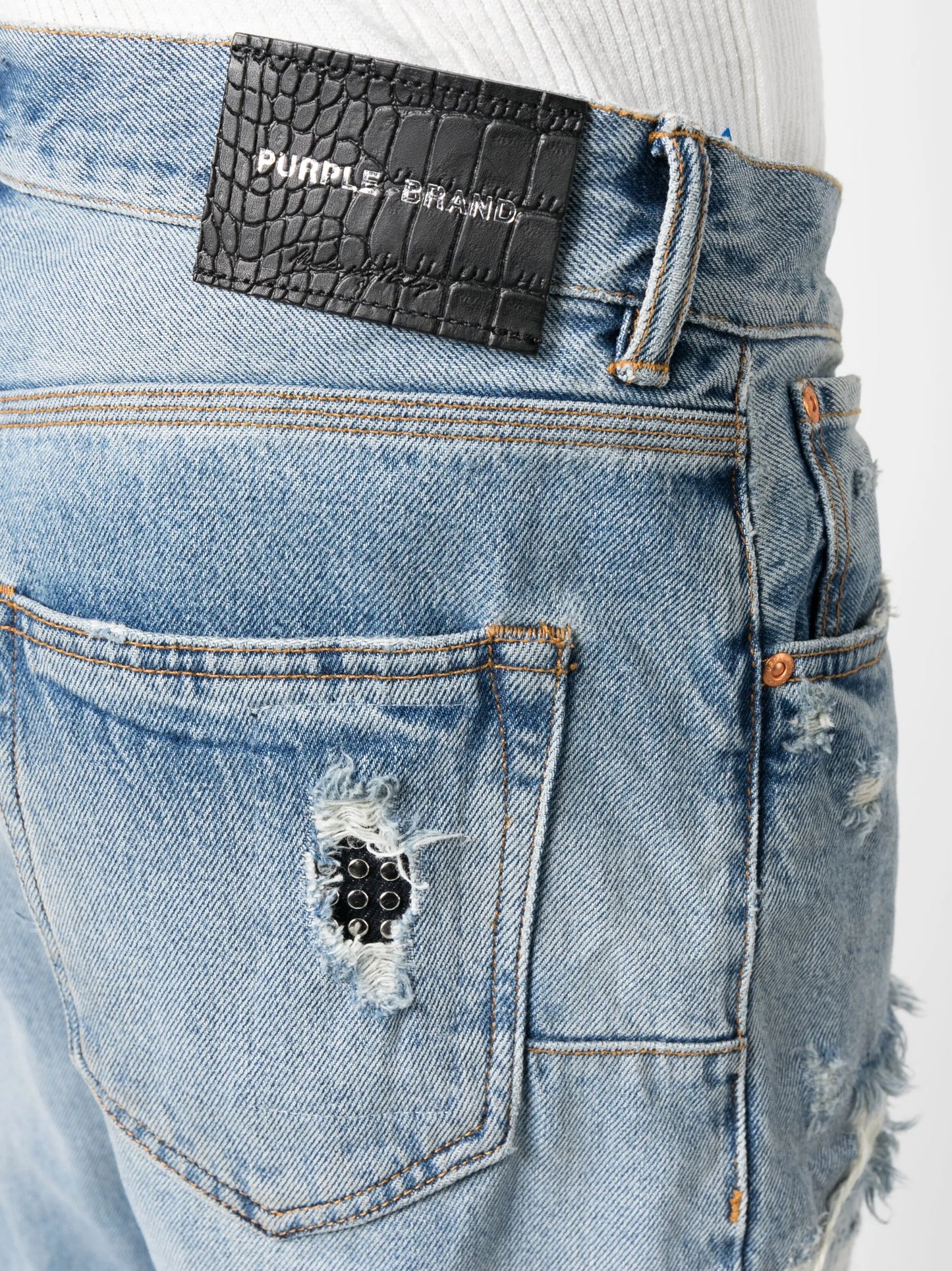 ripped straight-leg jeans