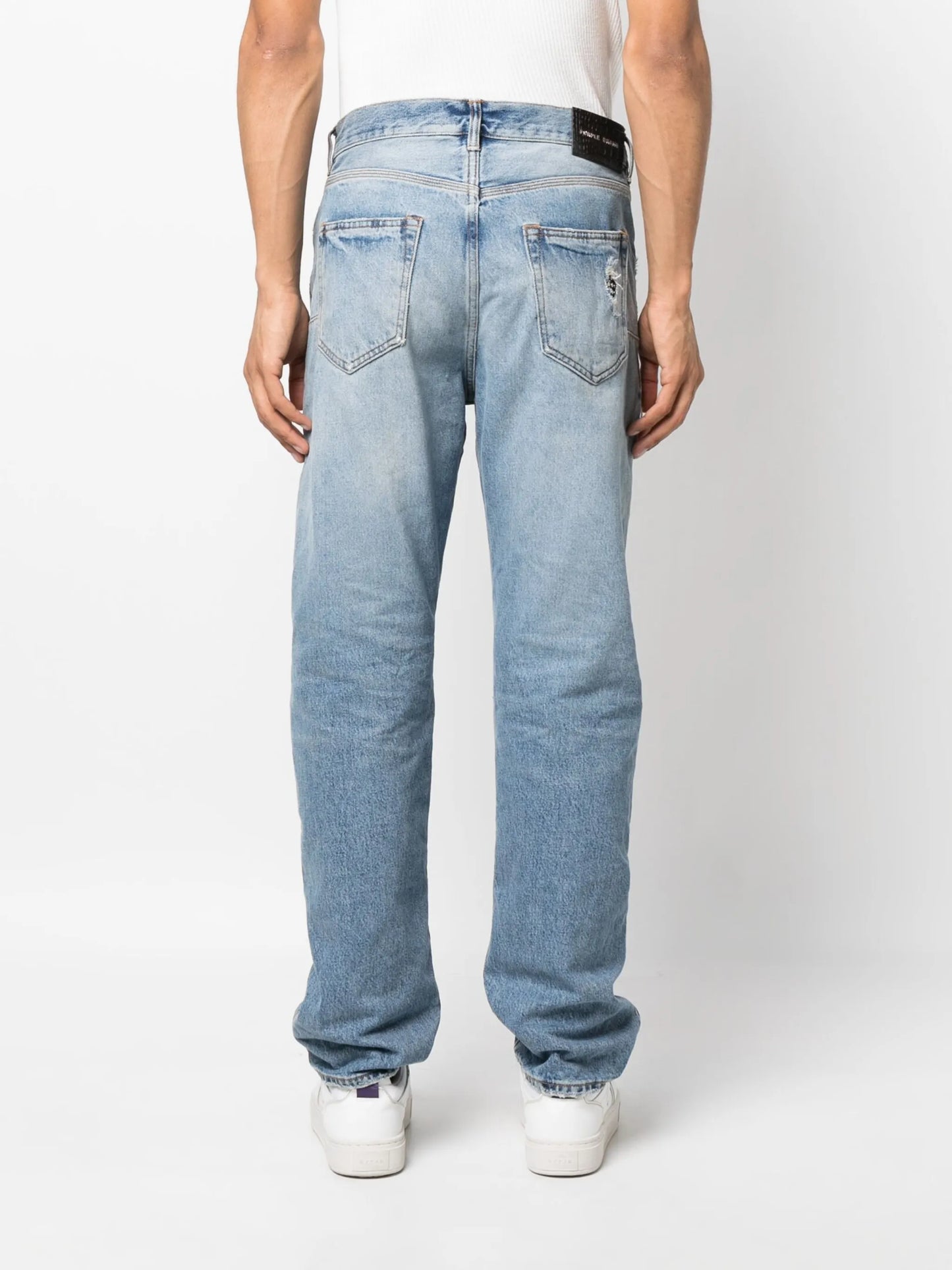 ripped straight-leg jeans