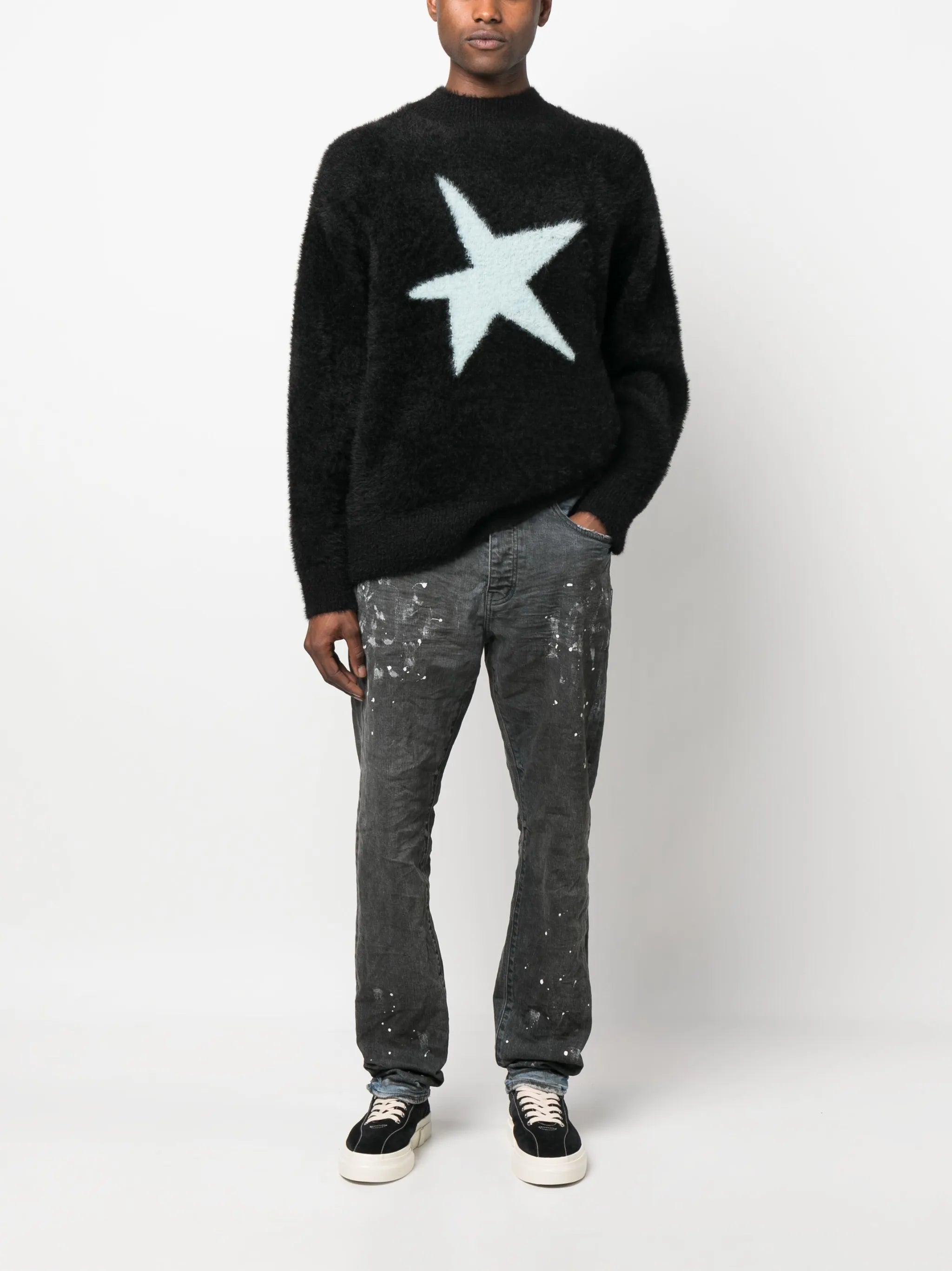 paint splatter straight-leg jeans