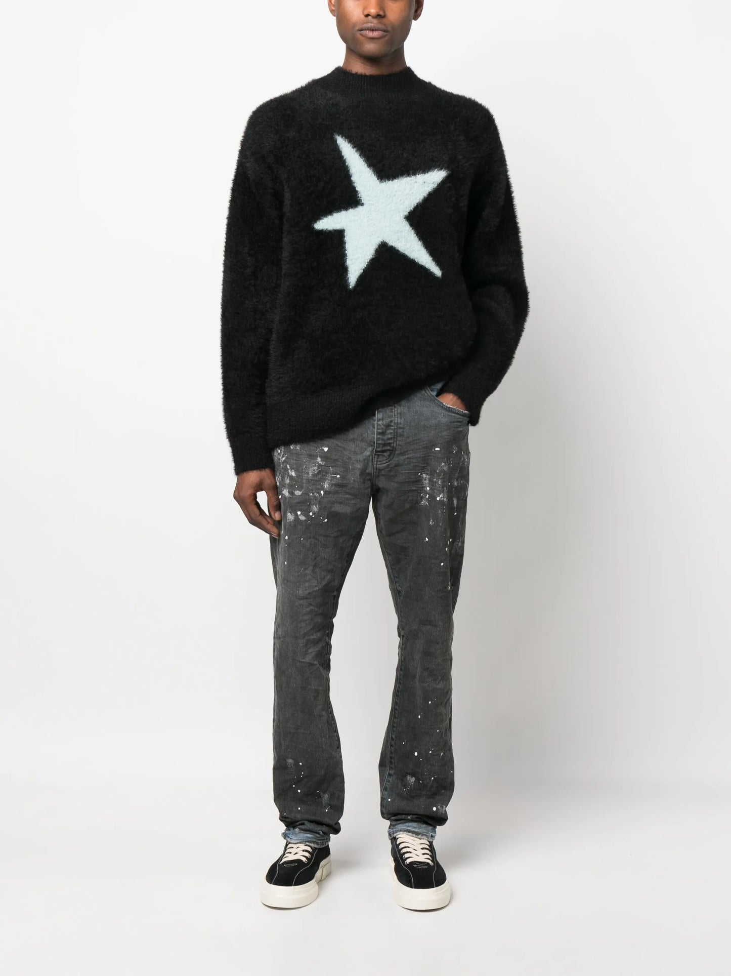 paint splatter straight-leg jeans