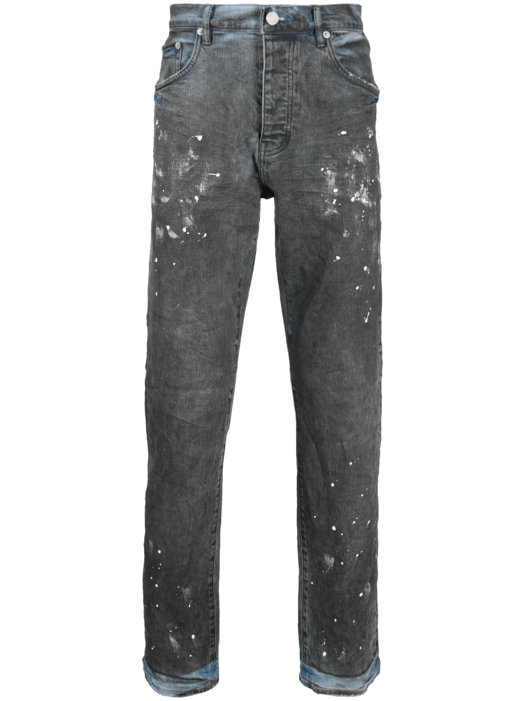 paint splatter straight-leg jeans