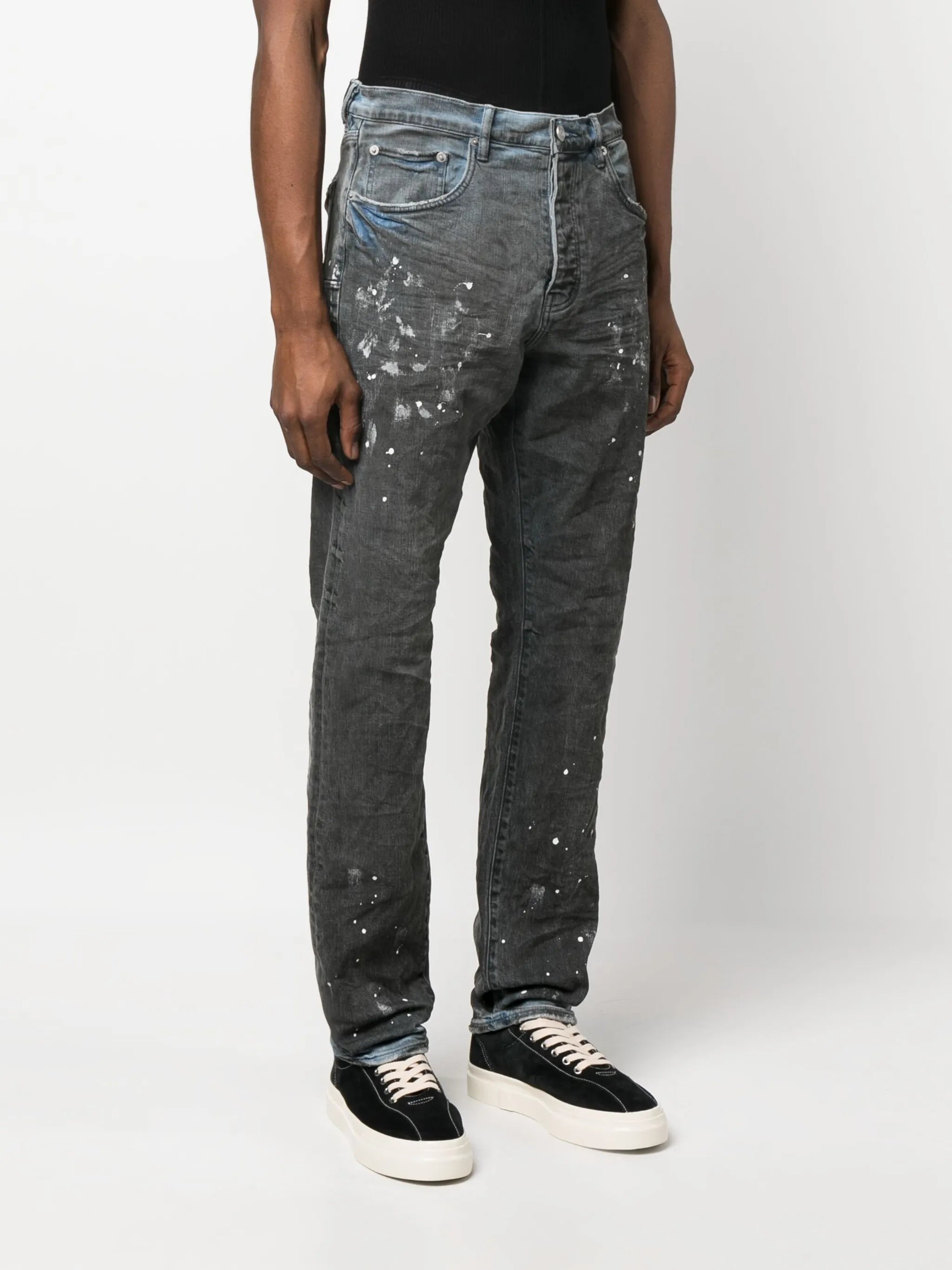 paint splatter straight-leg jeans