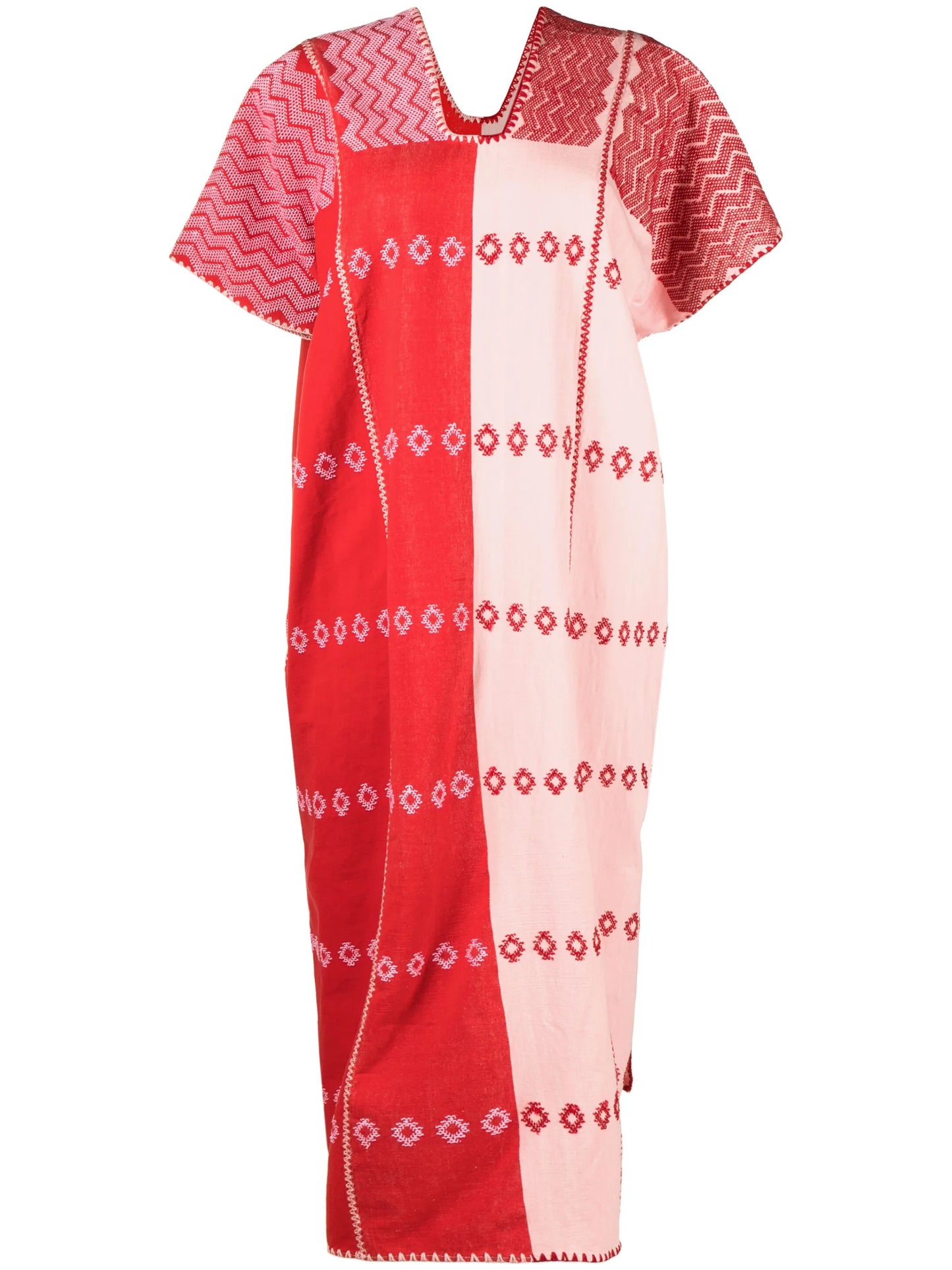 embroidered cotton midi dress