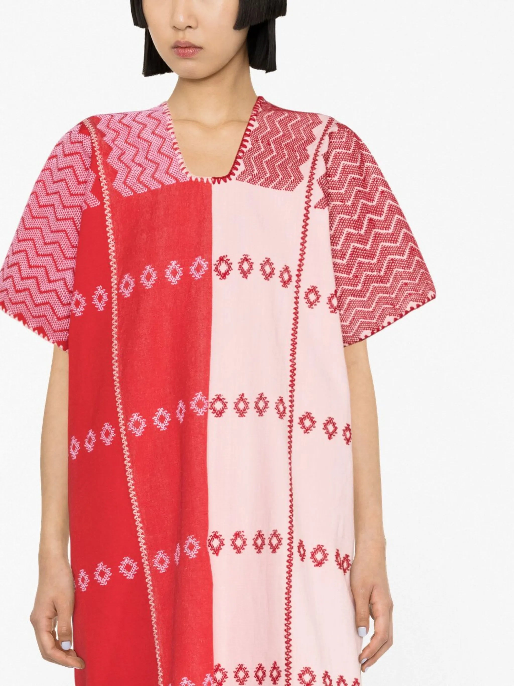 embroidered cotton midi dress