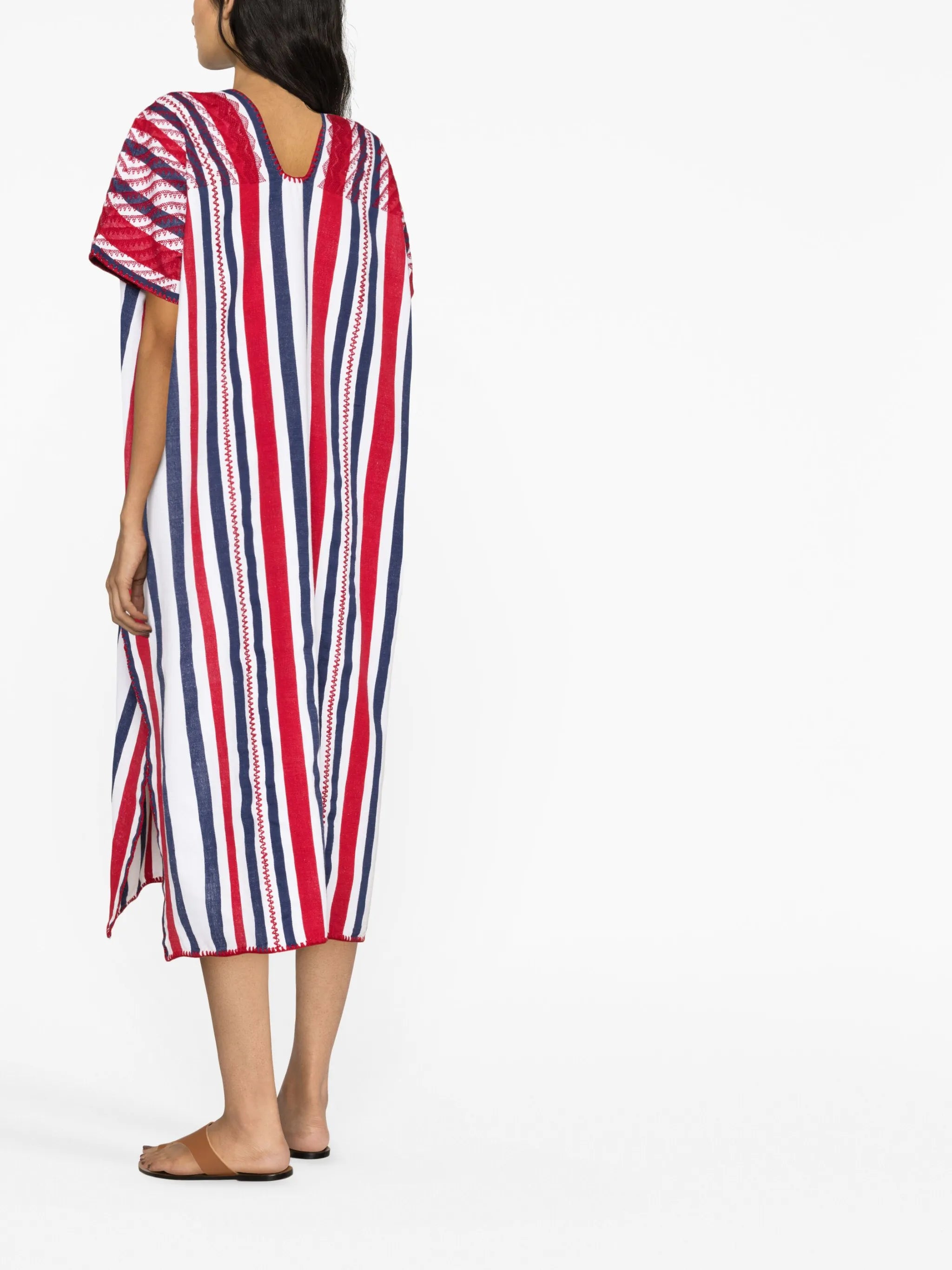 striped cotton midi dress
