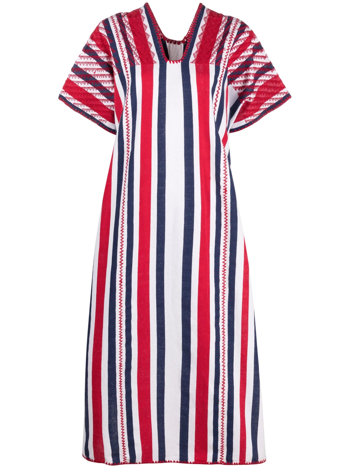striped cotton midi dress