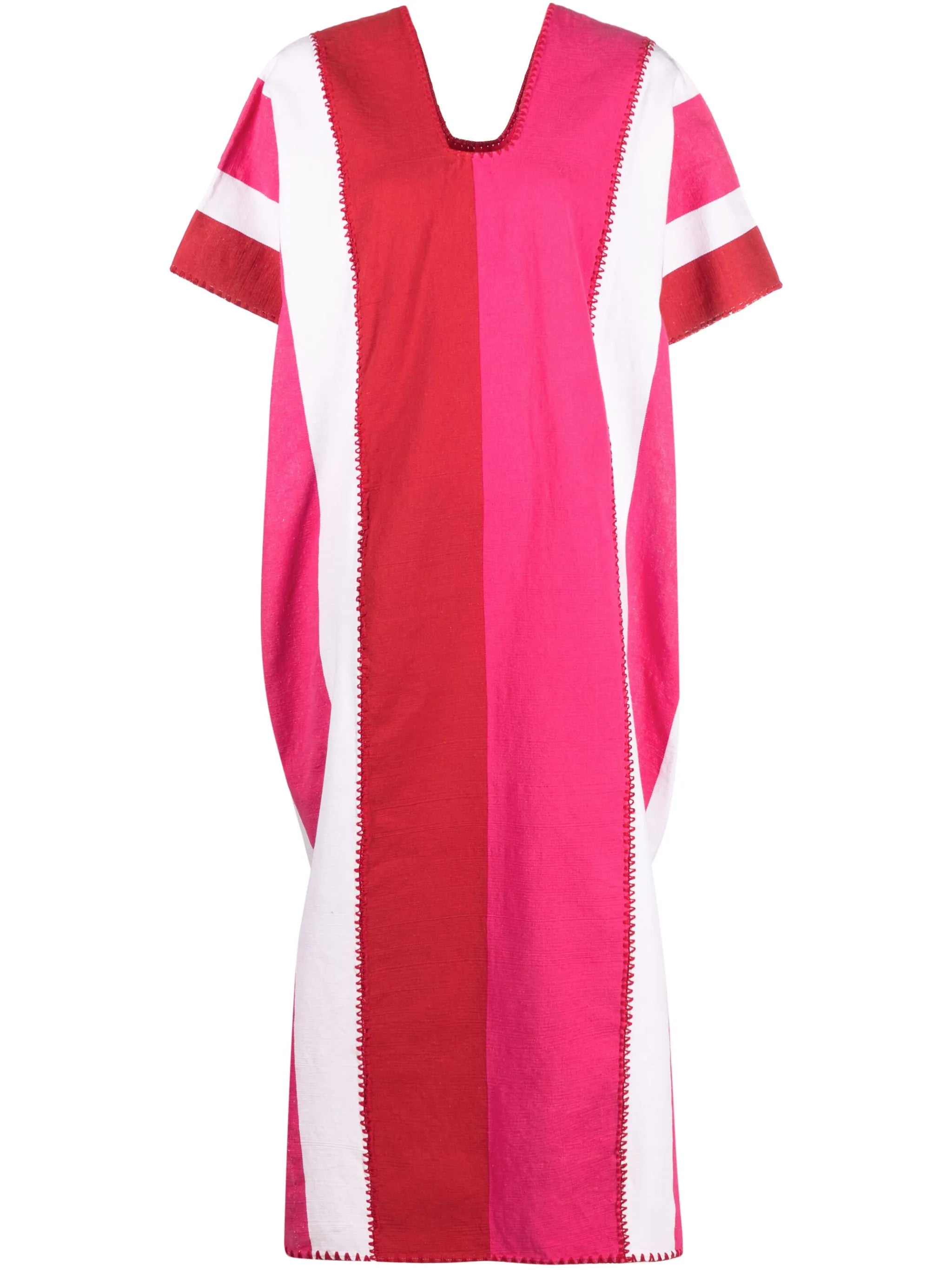 striped cotton midi dress