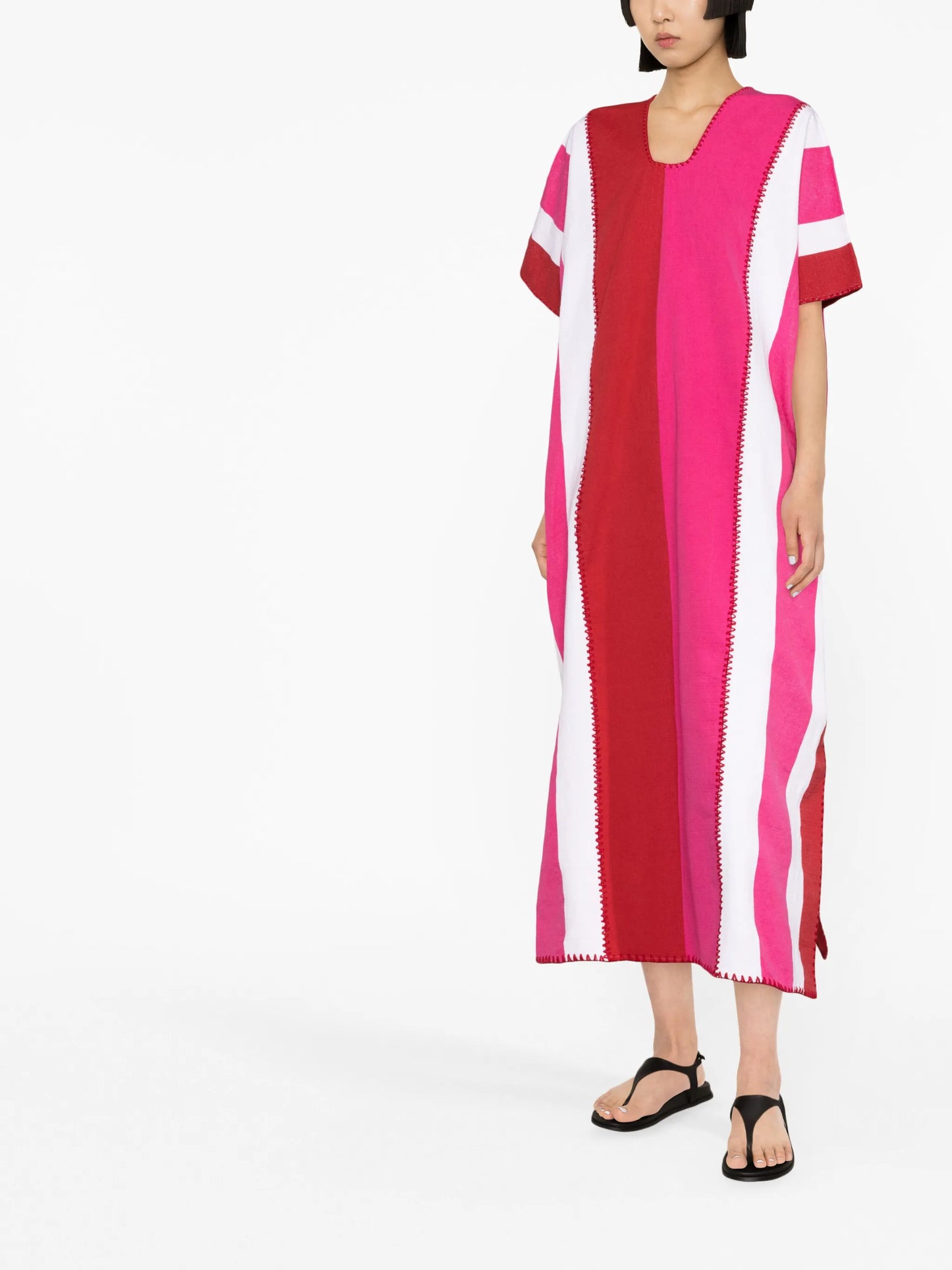 striped cotton midi dress