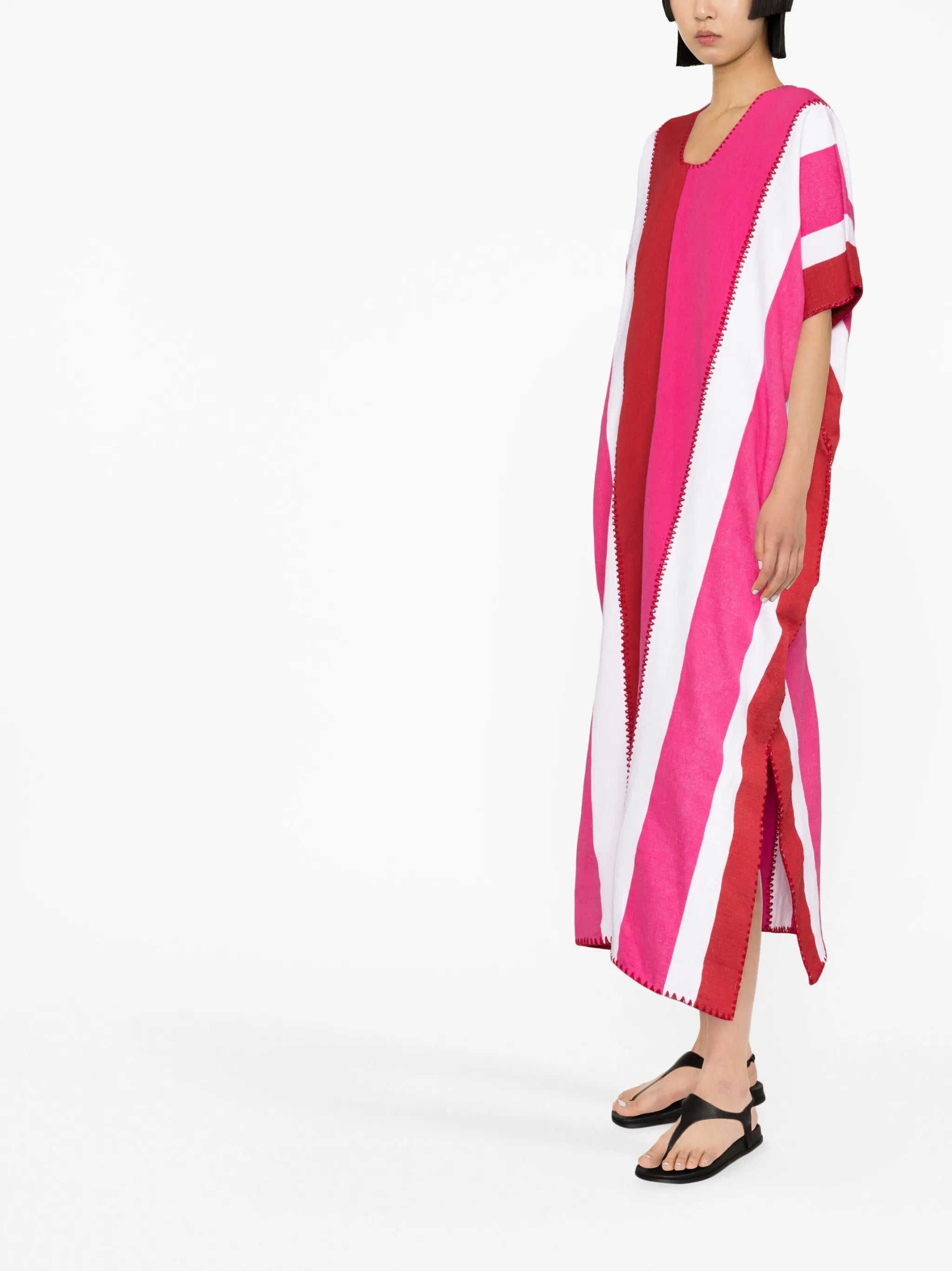 striped cotton midi dress