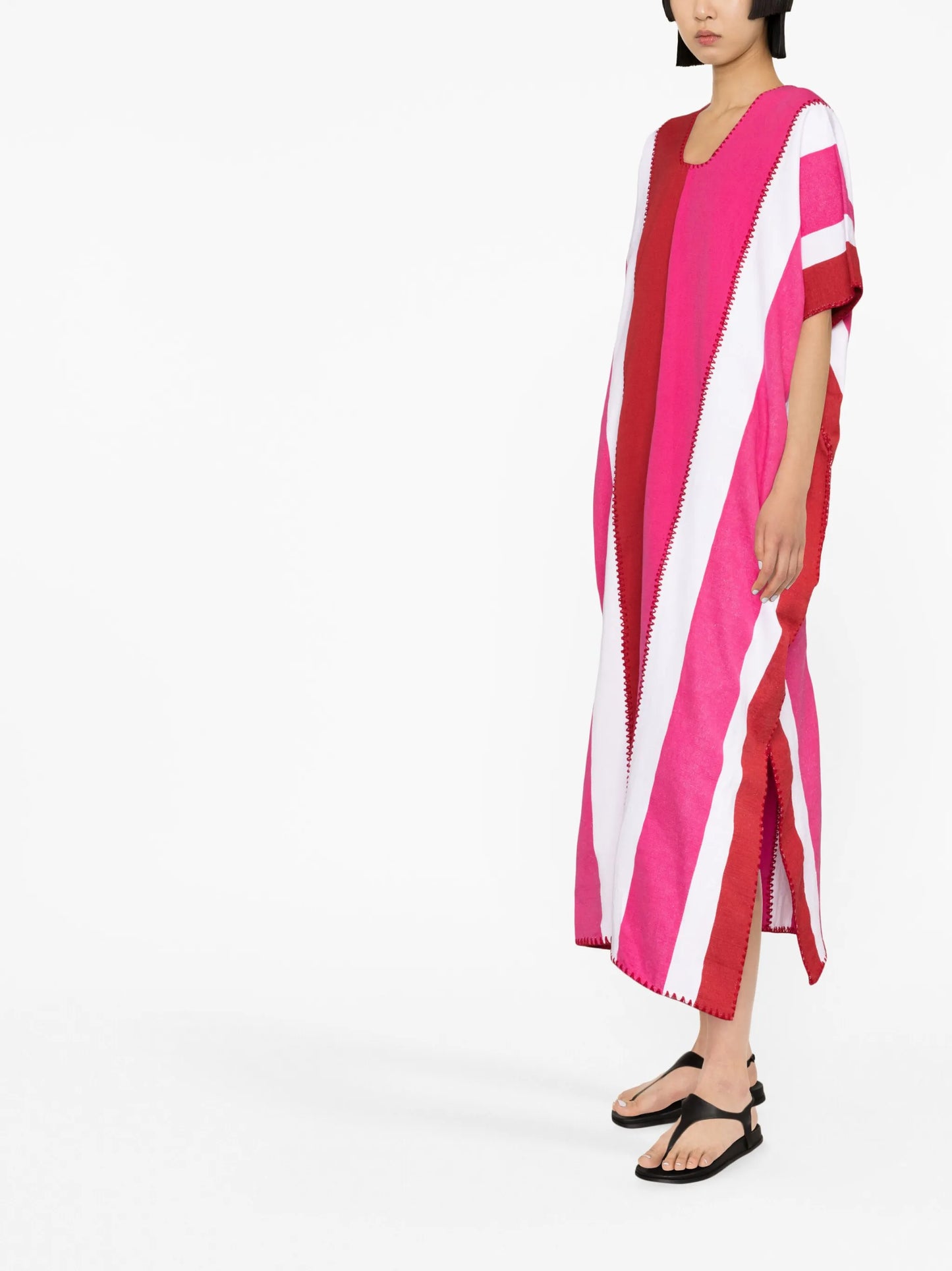 striped cotton midi dress