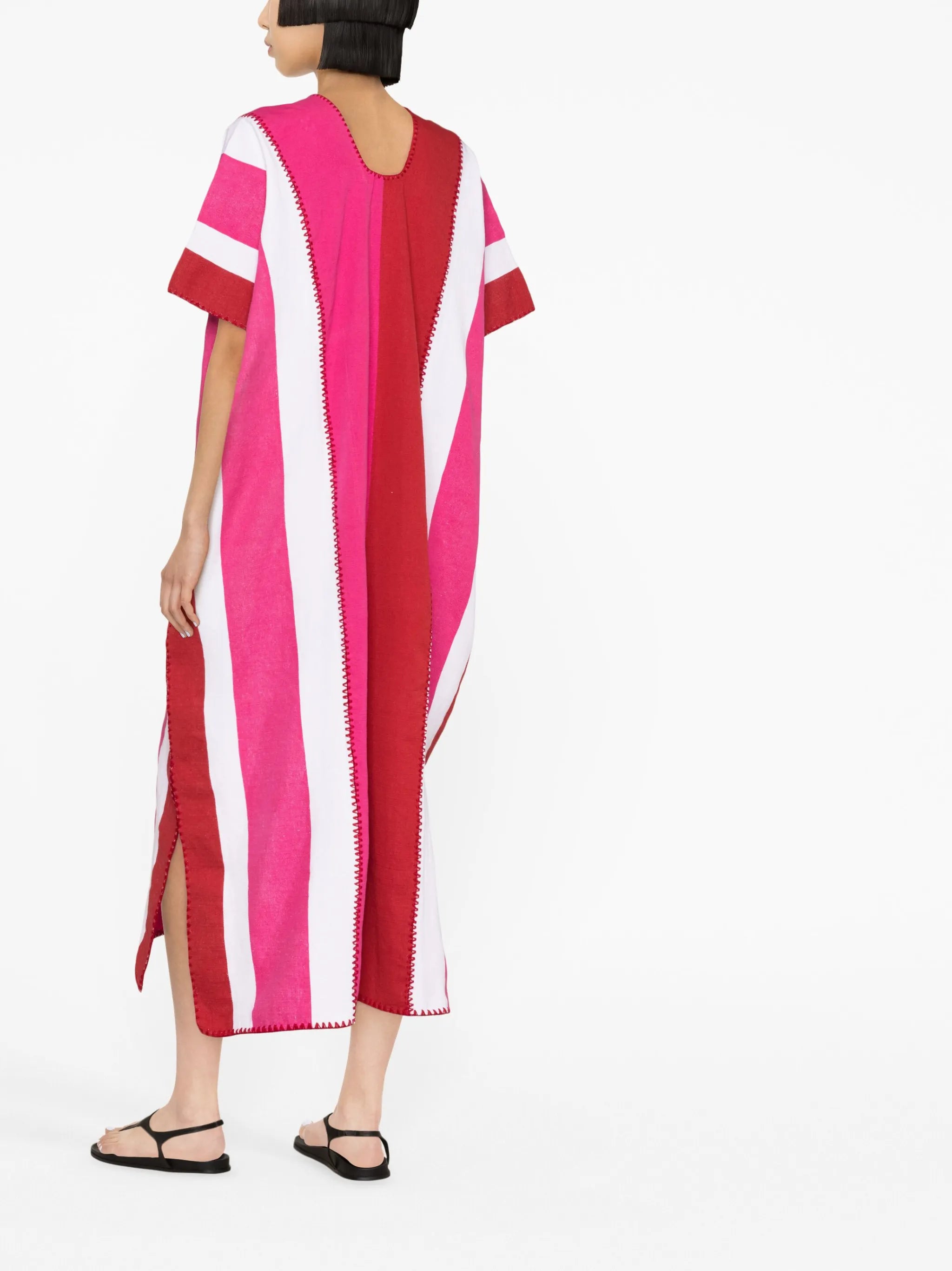 striped cotton midi dress