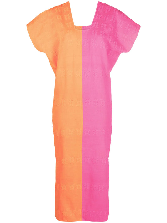 colour-block cotton midi dress