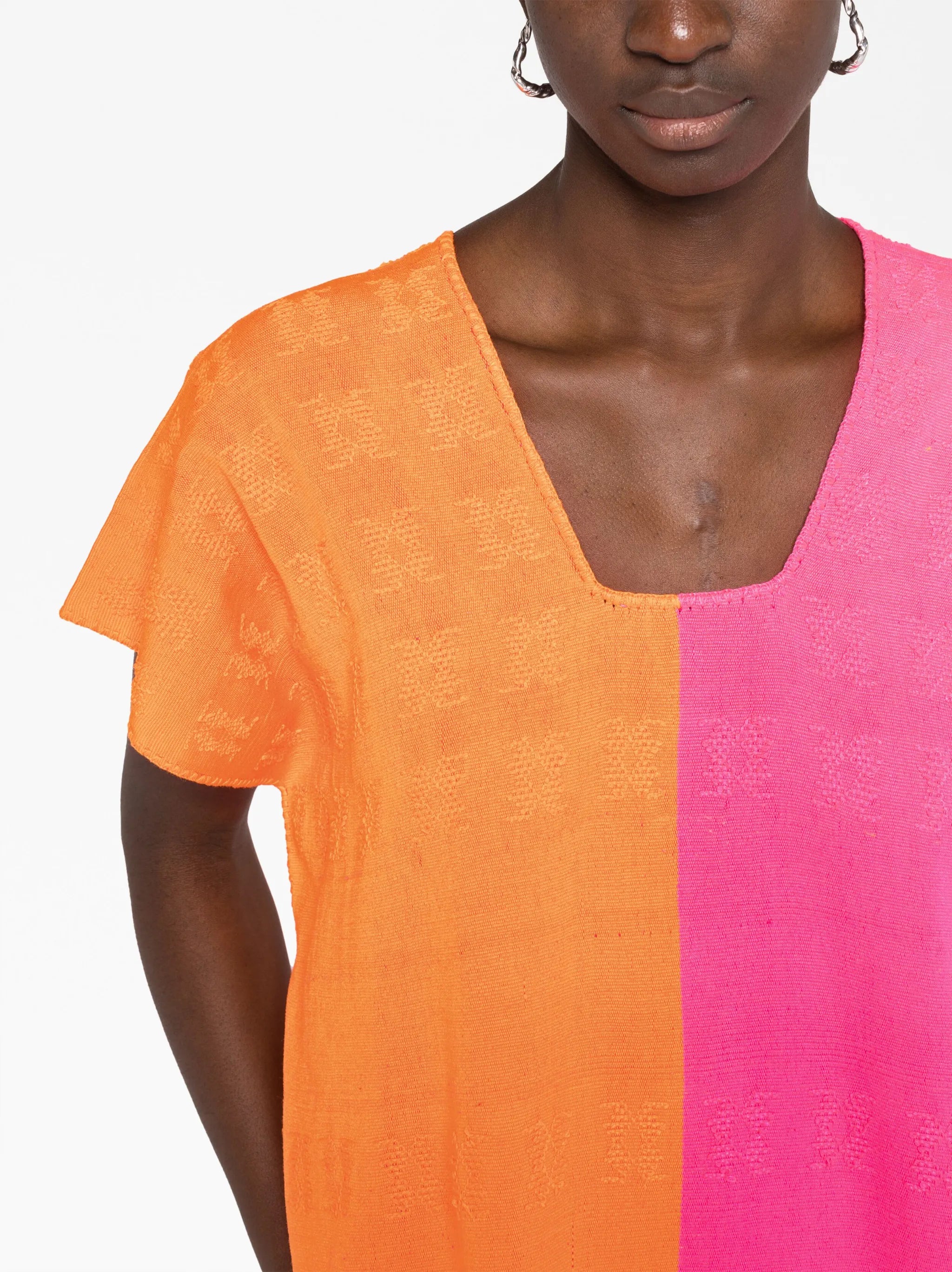colour-block cotton midi dress