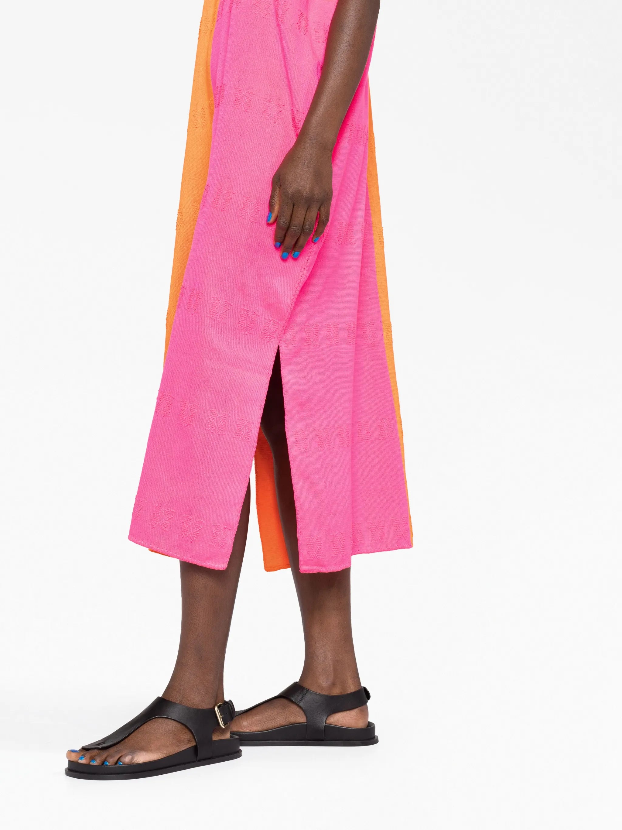 colour-block cotton midi dress
