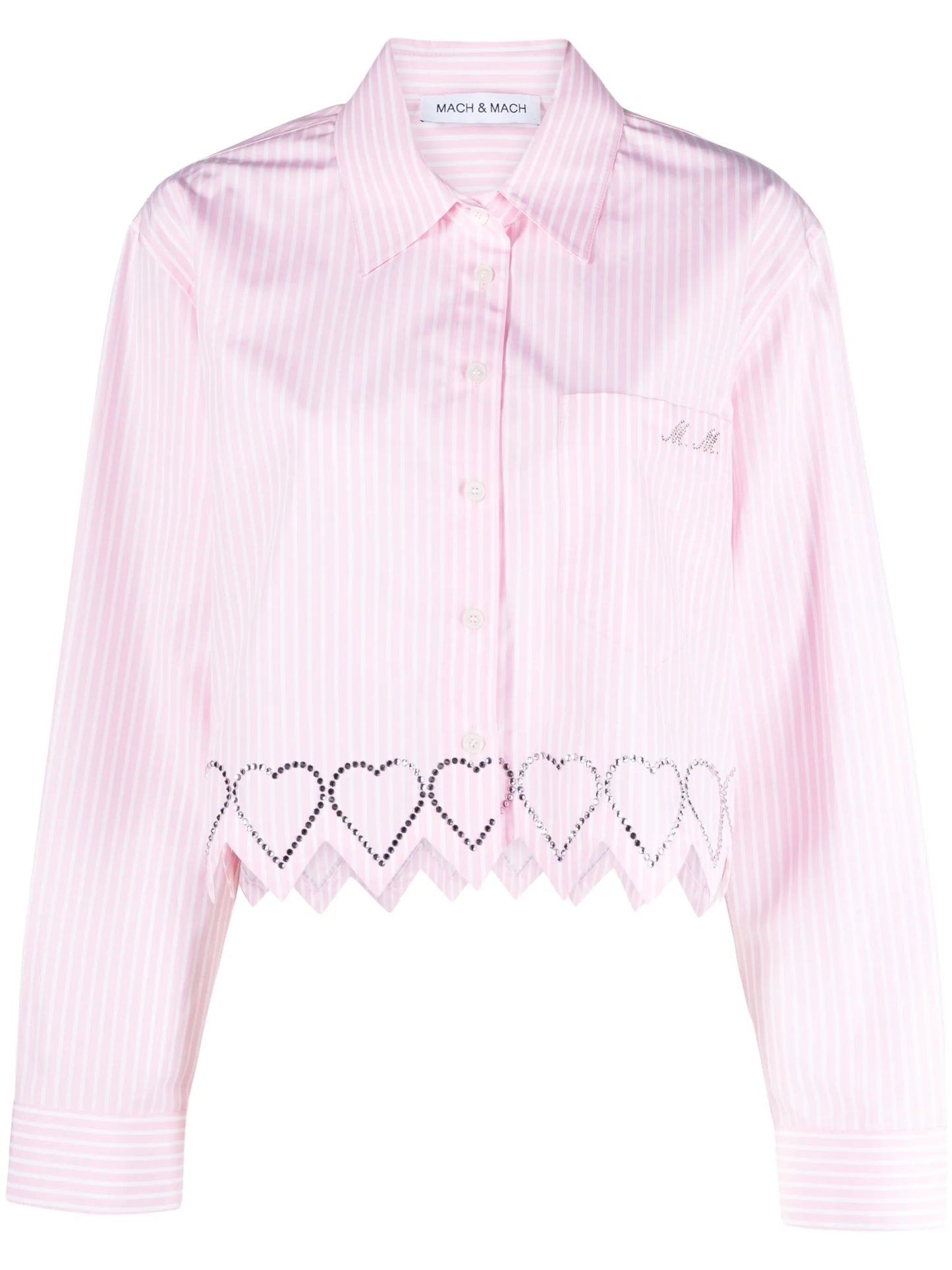 embellished-heart stripe-print shirt