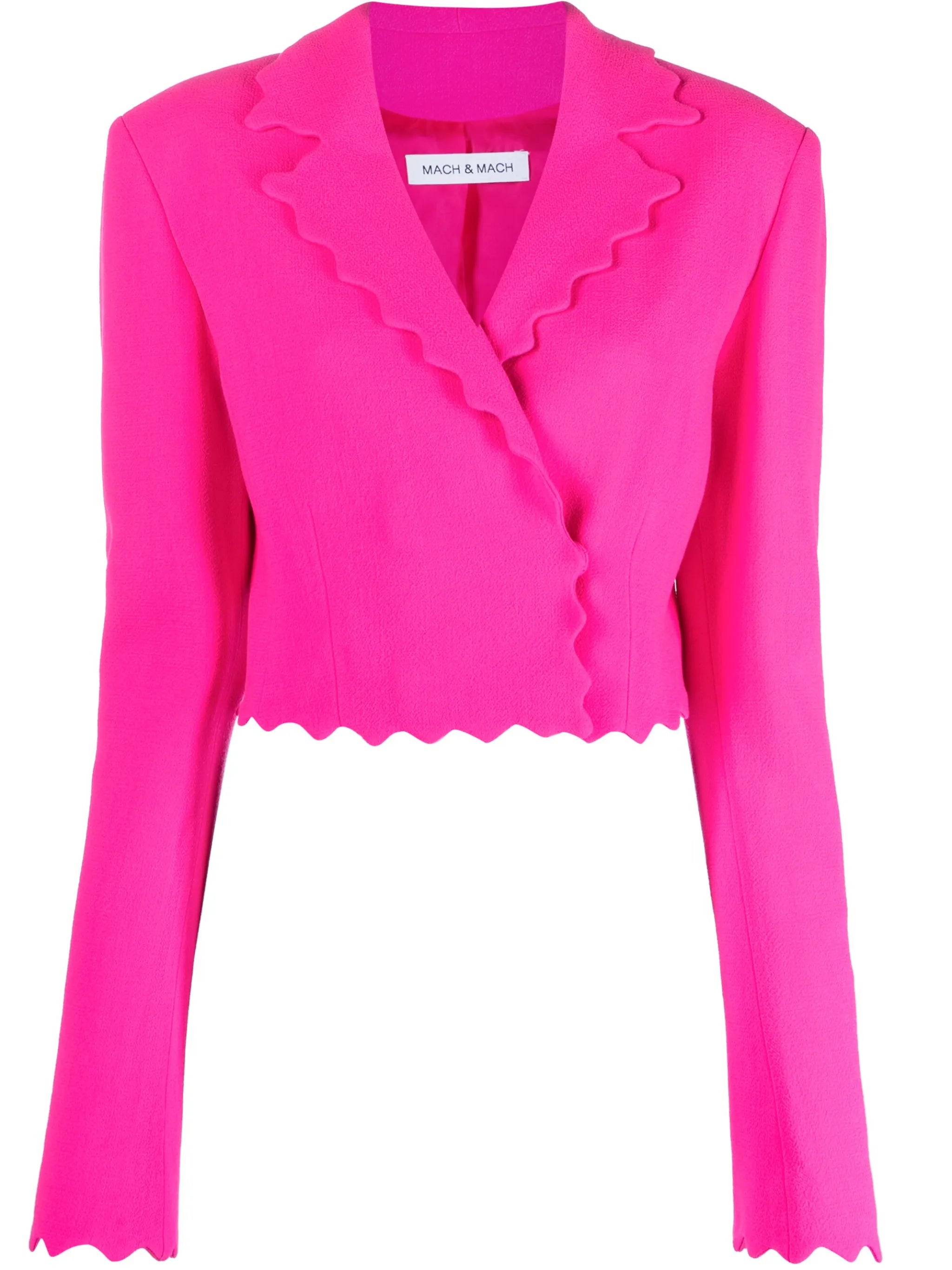 scalloped-trim cropped blazer