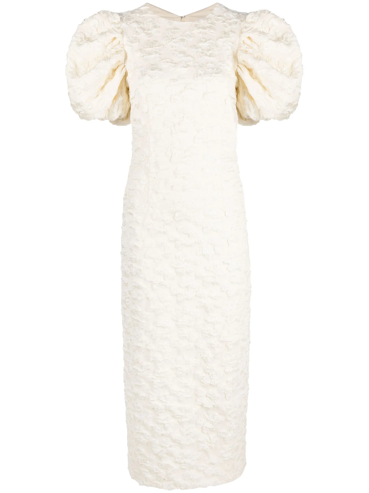 patterned-jacquard midi bridal dress
