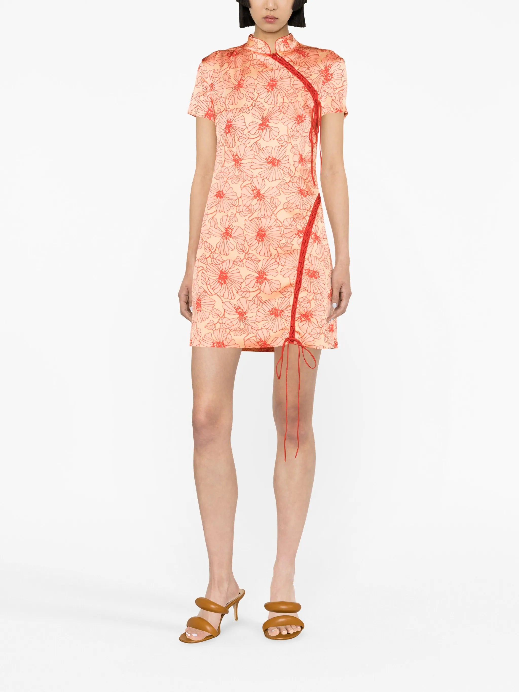 Trapeze floral-print mini dress