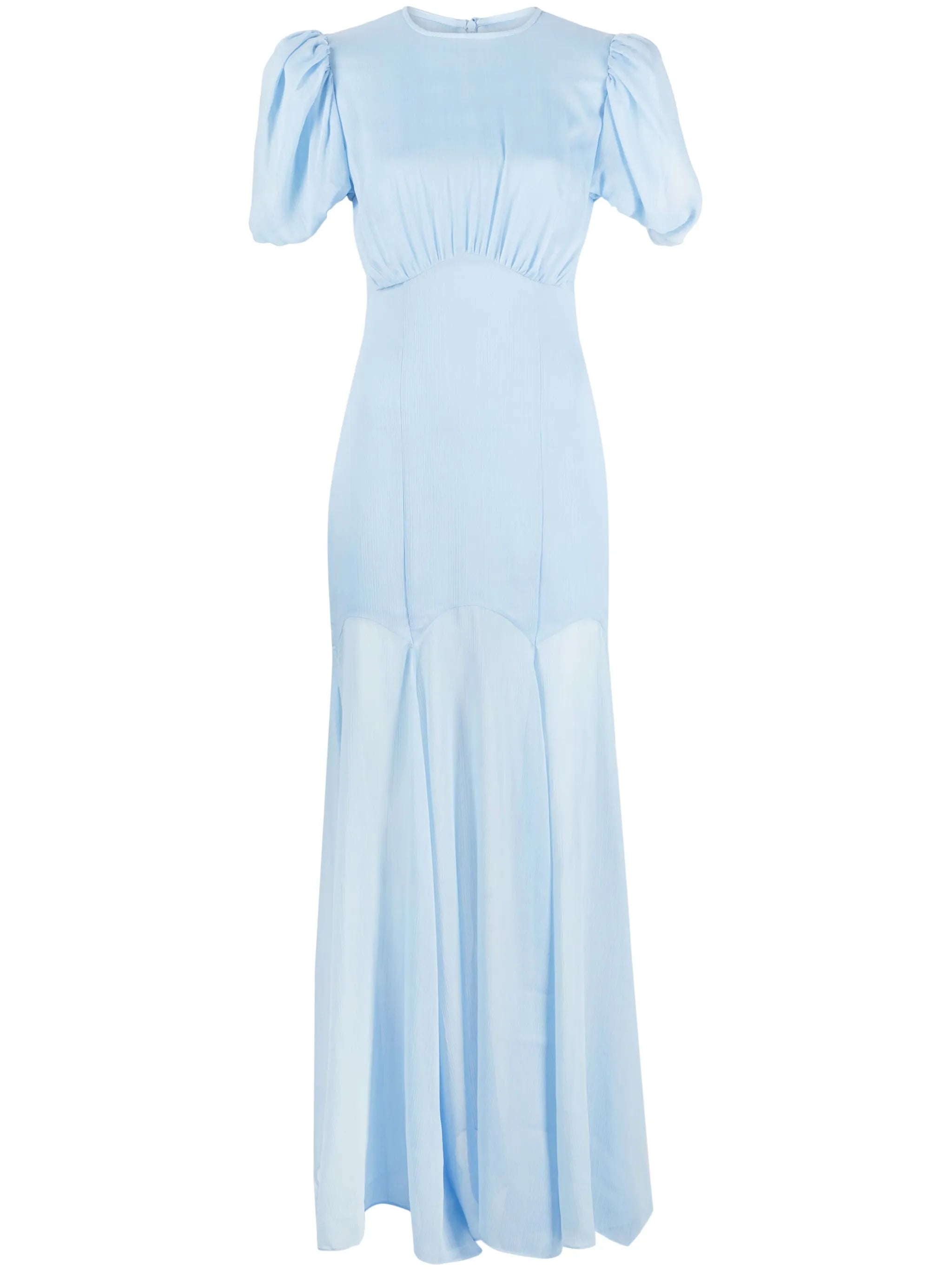 Aqua puff-sleeve maxi dress