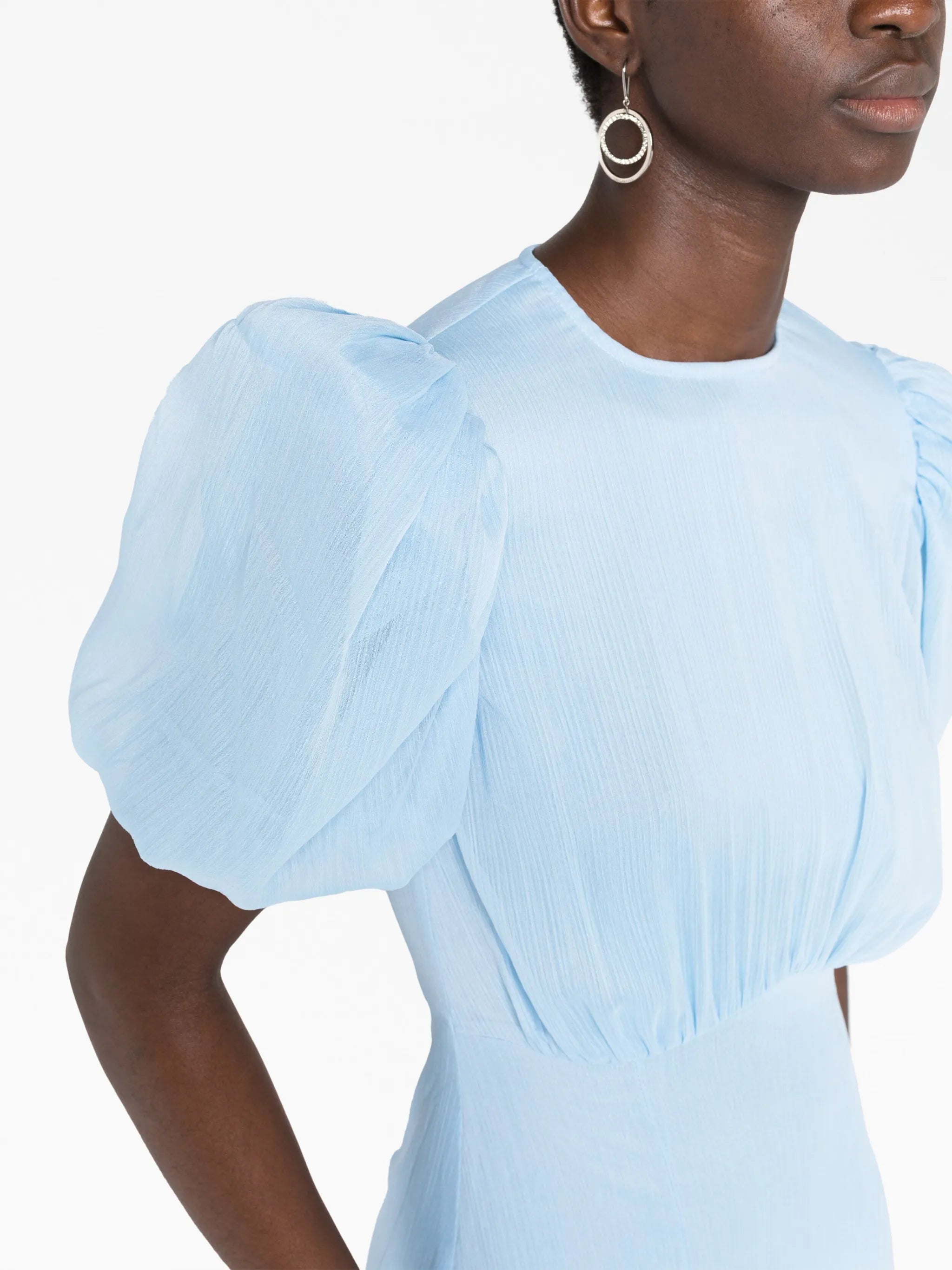 Aqua puff-sleeve maxi dress