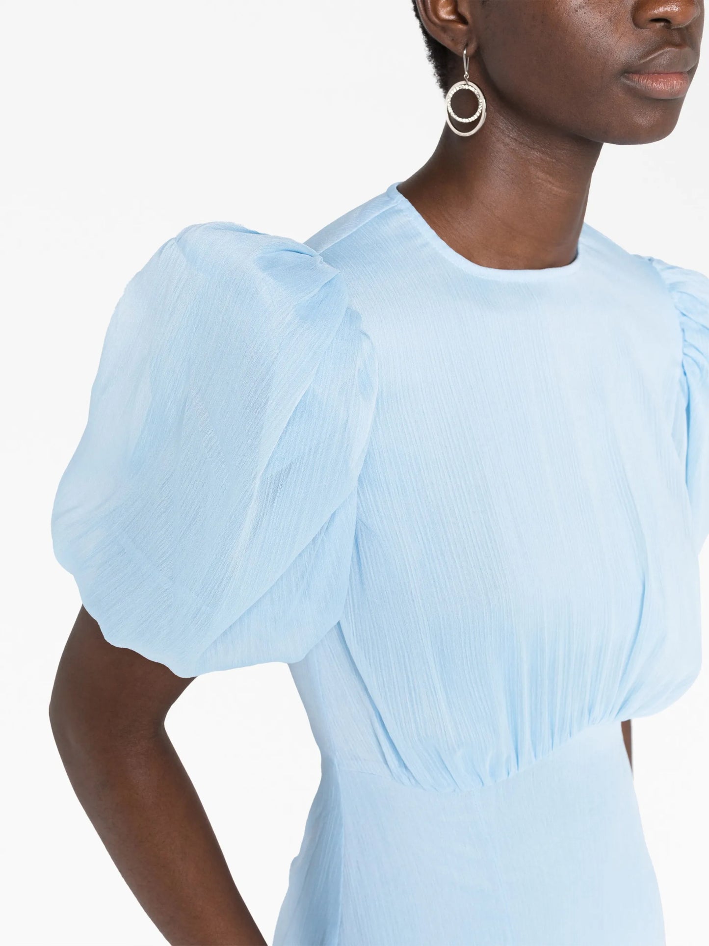Aqua puff-sleeve maxi dress