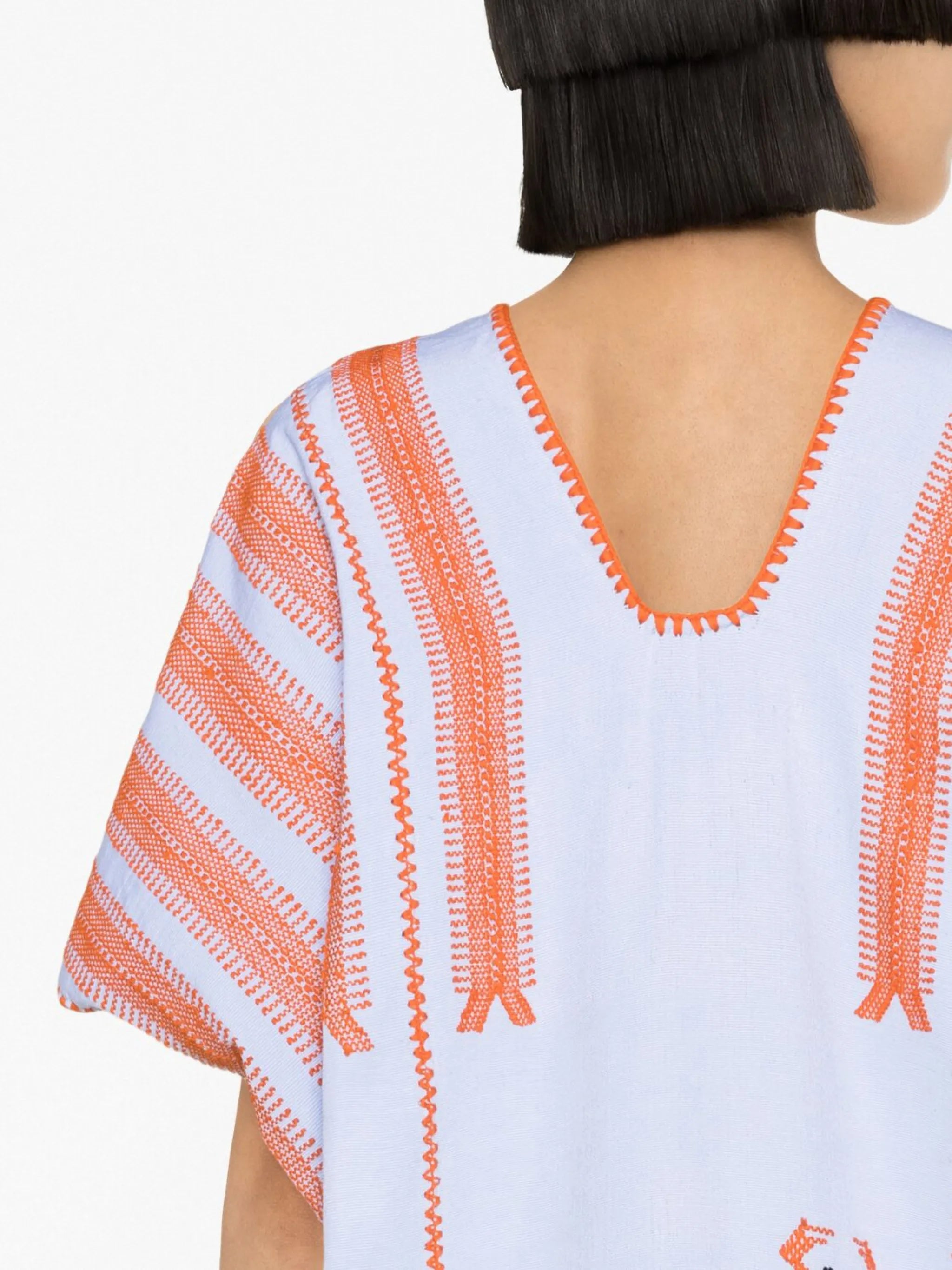 crab-motif embroidered kaftan dress