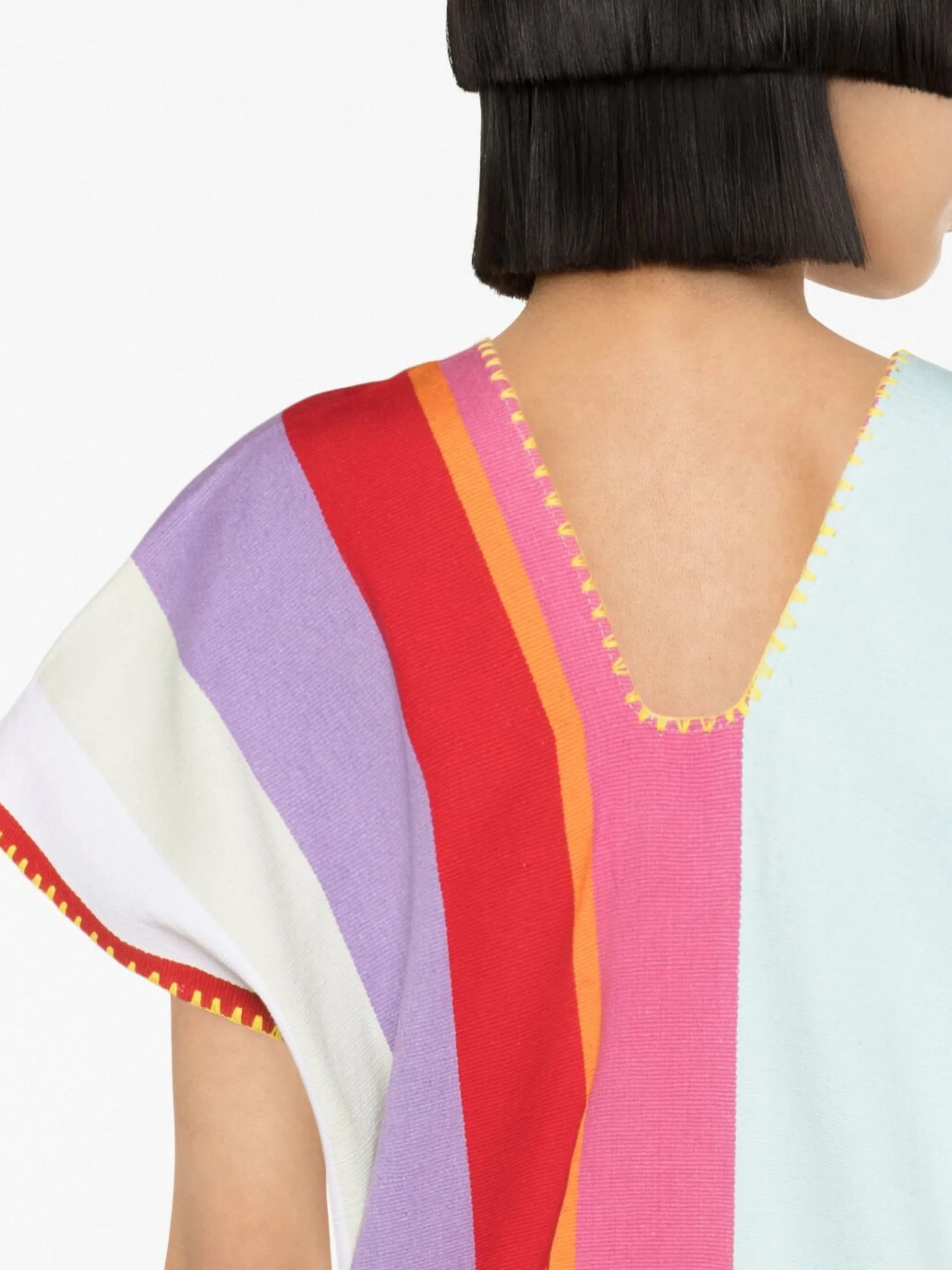 striped kaftan minidress