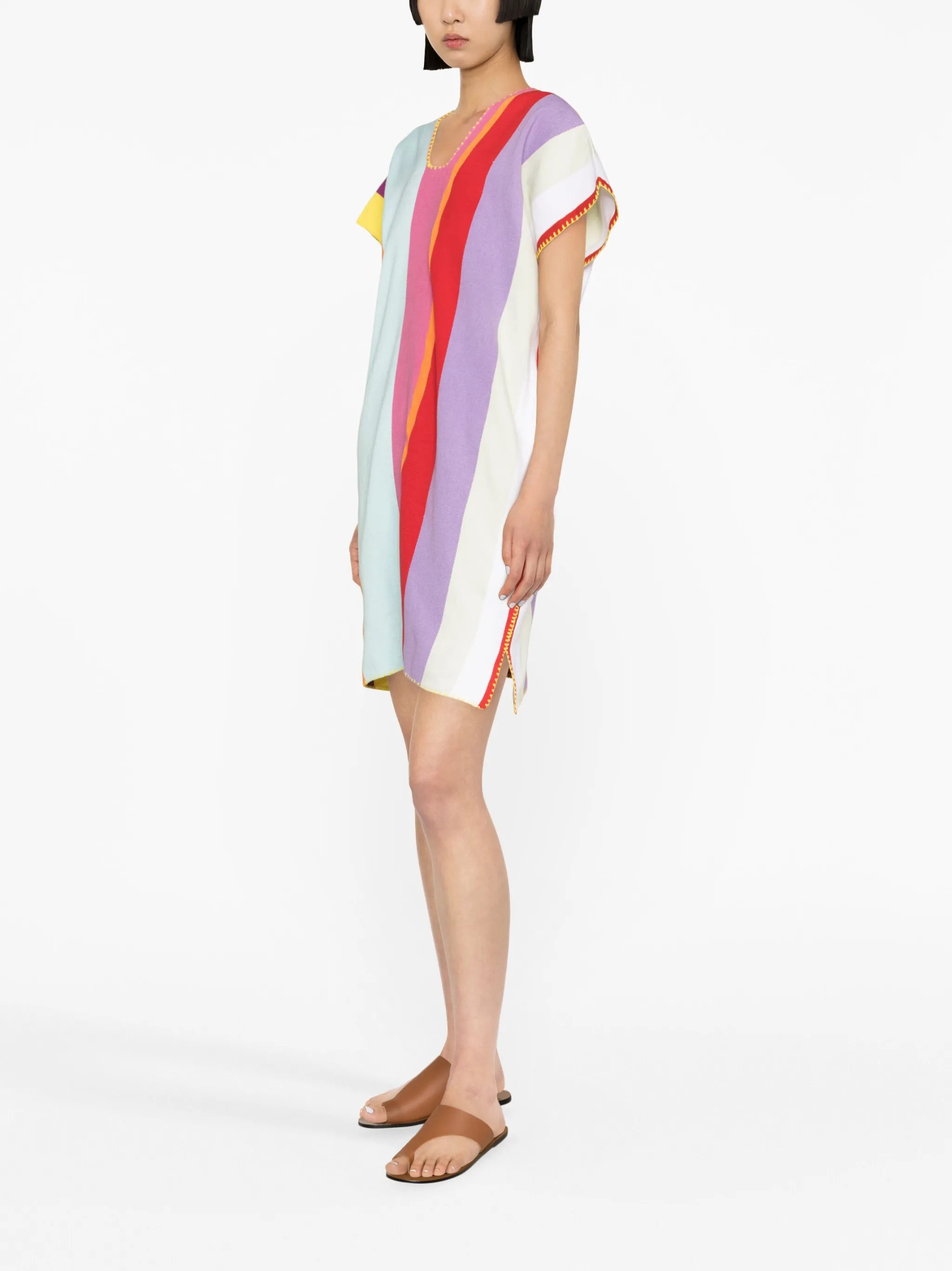 striped kaftan minidress