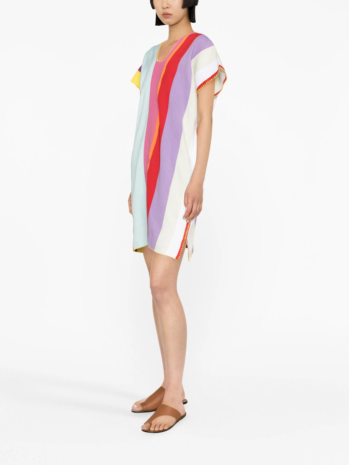 striped kaftan minidress