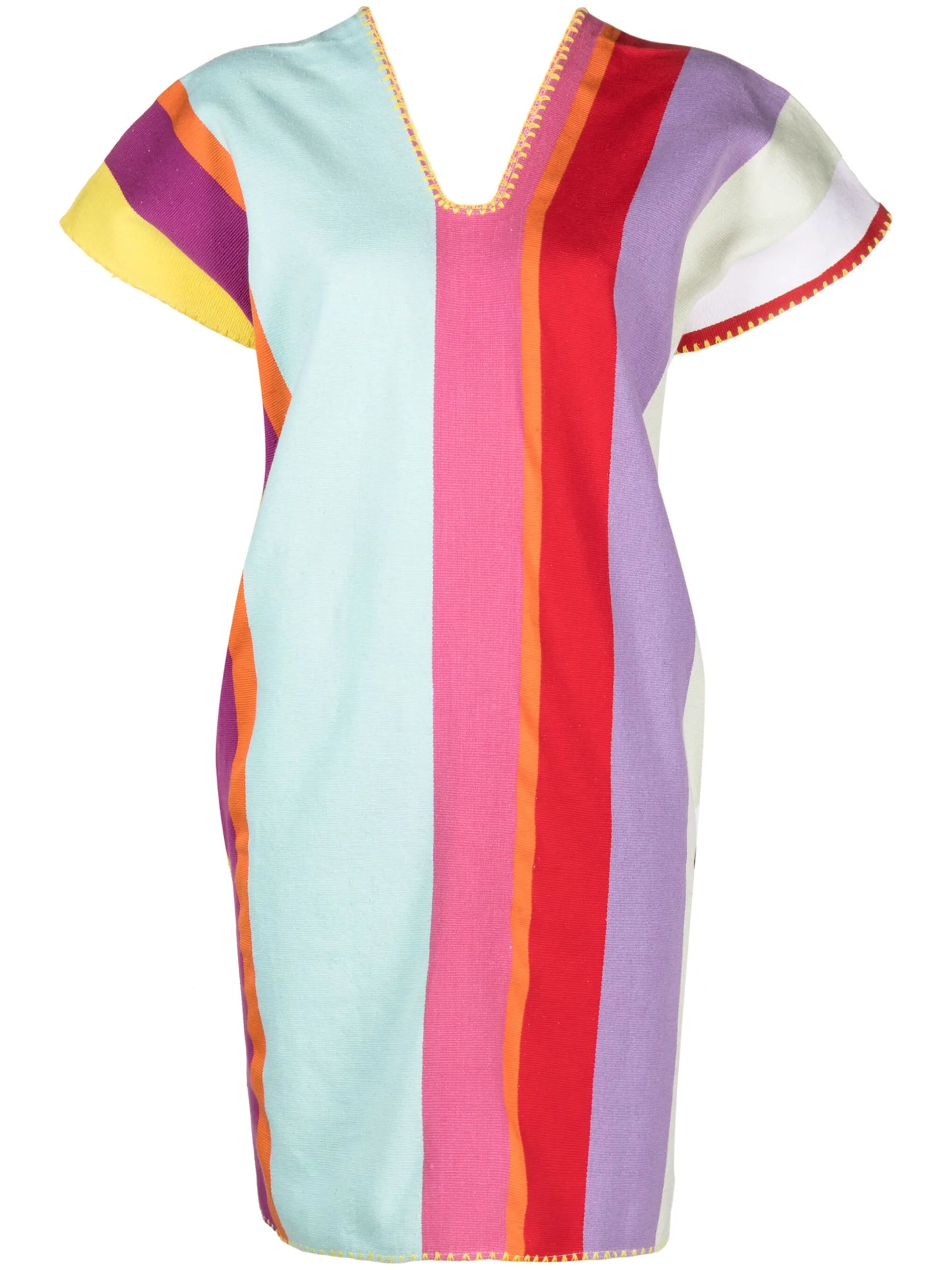 striped kaftan minidress