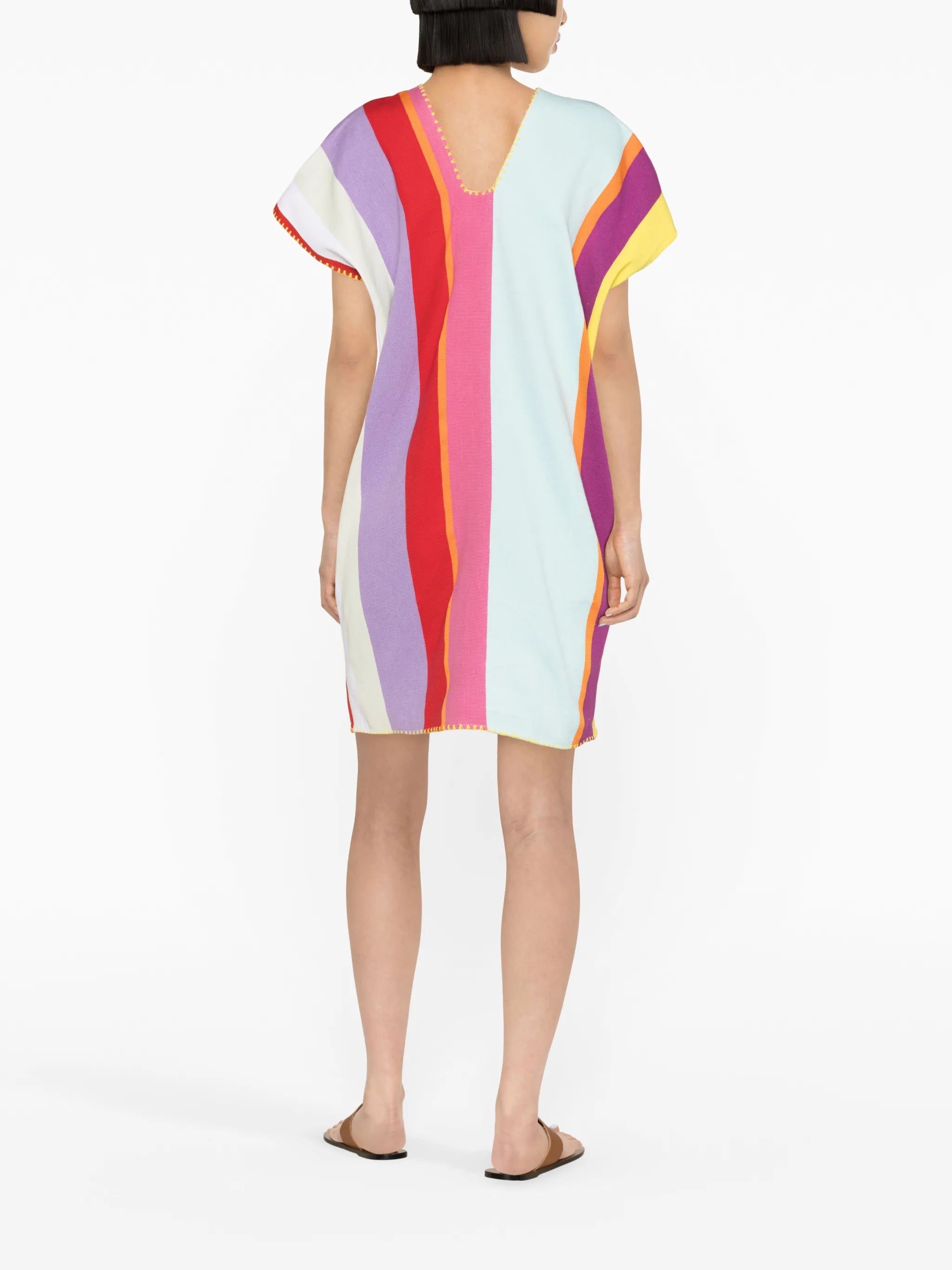 striped kaftan minidress