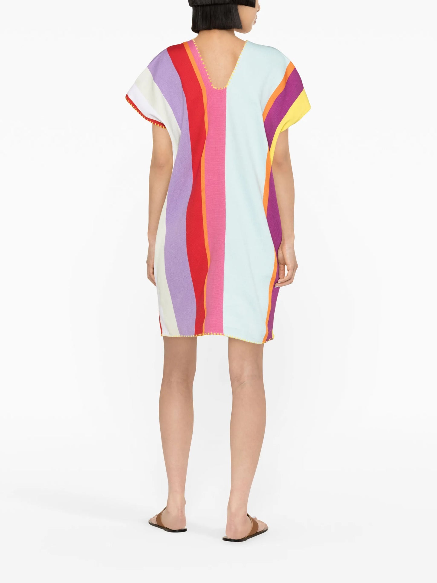 striped kaftan minidress