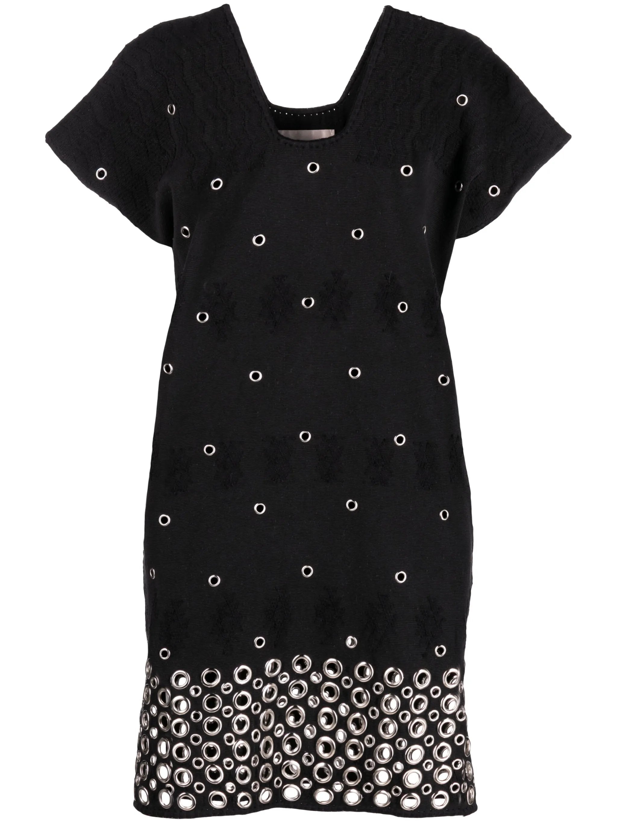 eyelet-embellishment short-sleeve minidress