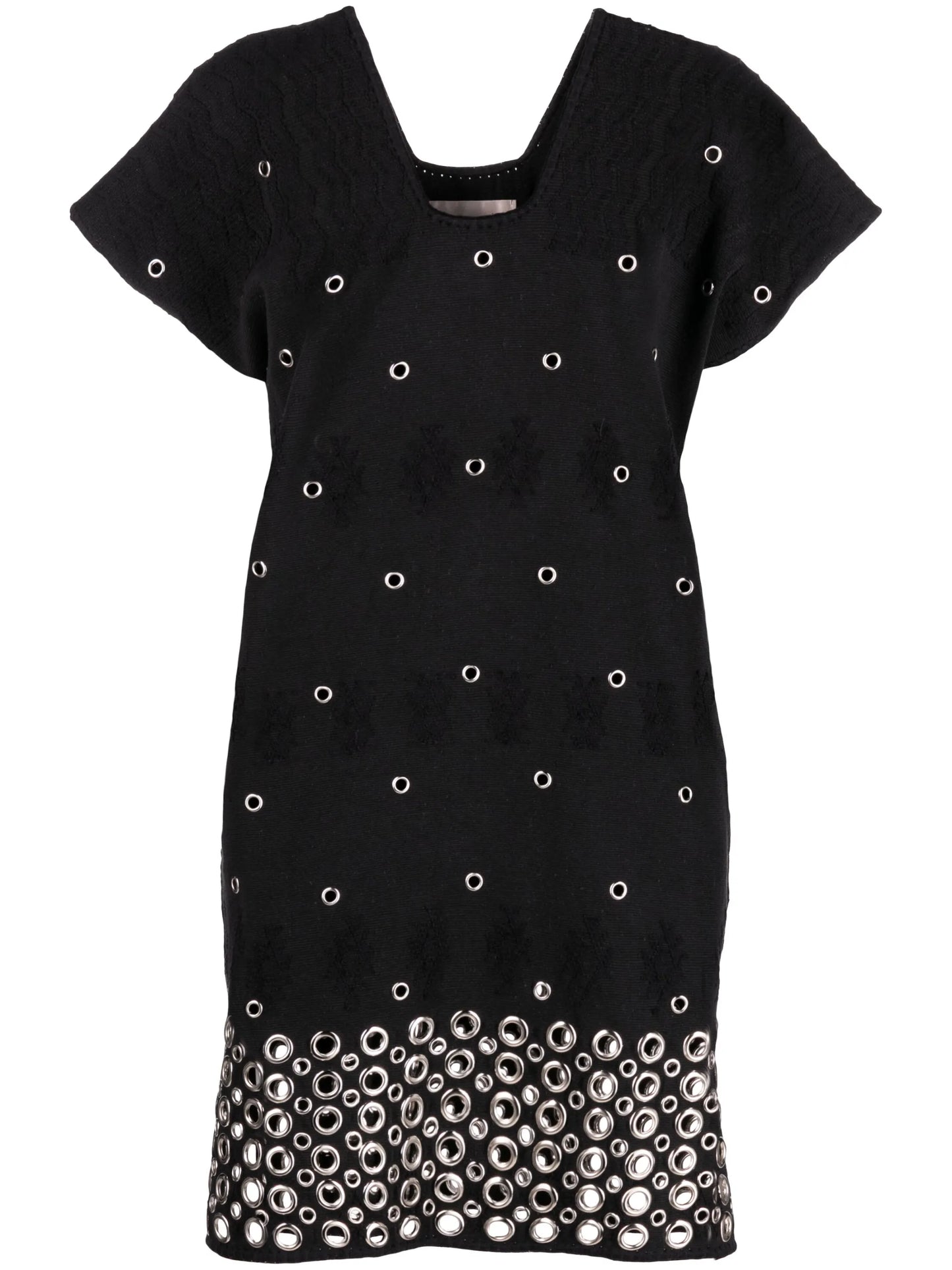 eyelet-embellishment short-sleeve minidress