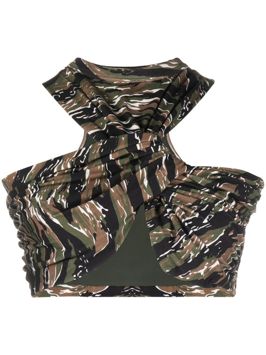 Asahi camouflage-print top