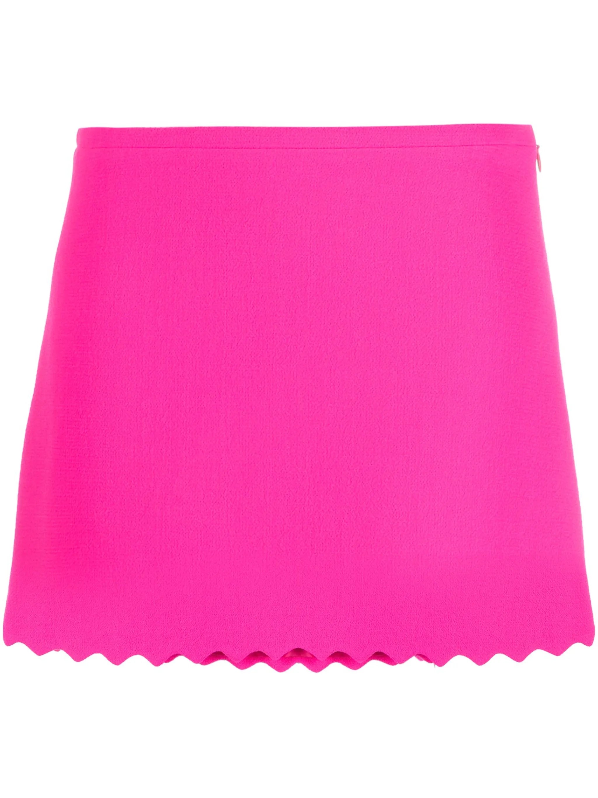 scalloped-trim wool miniskirt