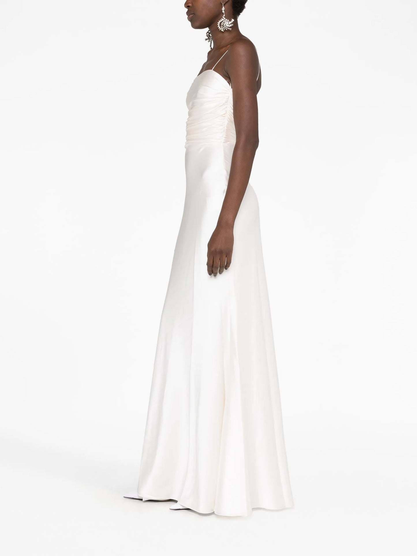 draped silk dress