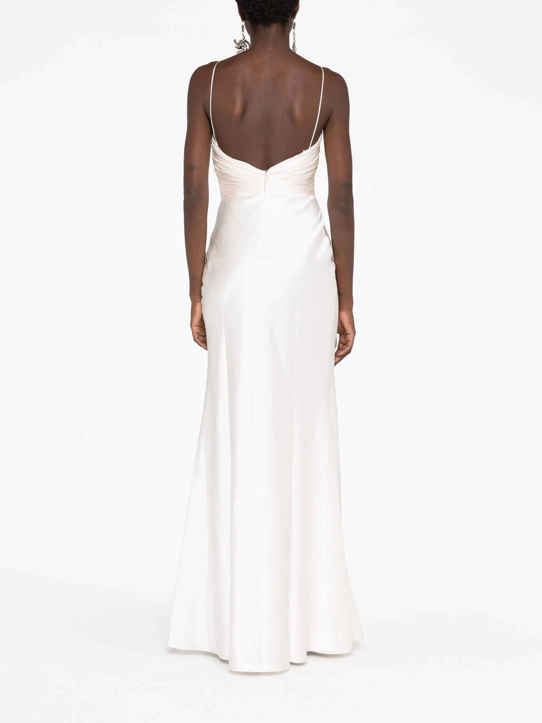 draped silk dress