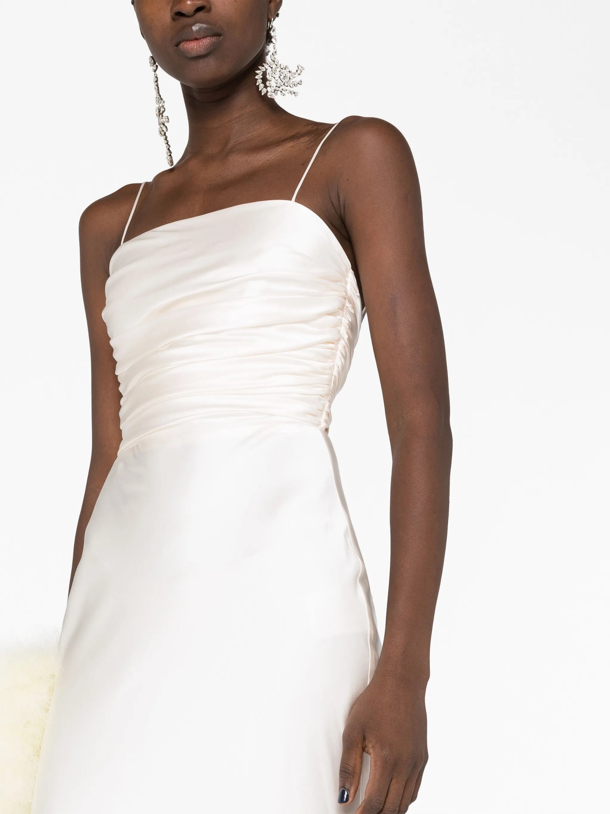 draped silk dress