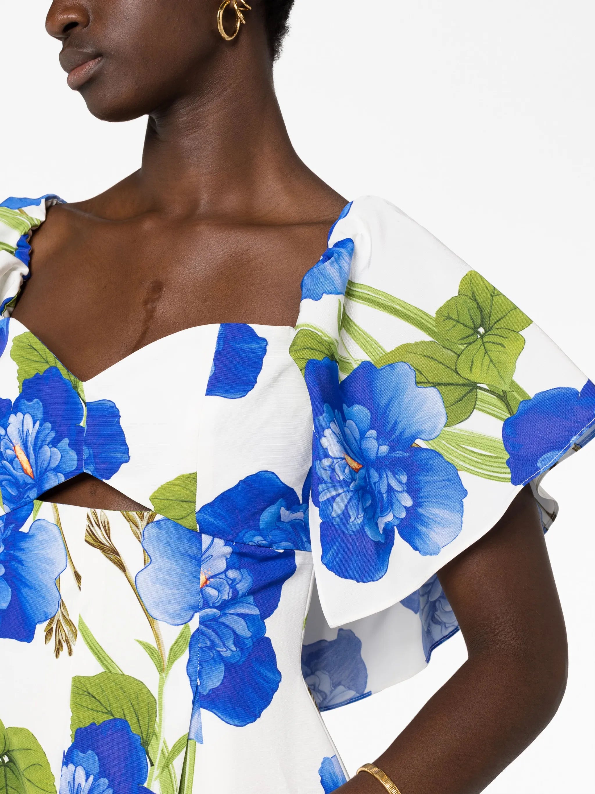 graphic-print V-neck dress