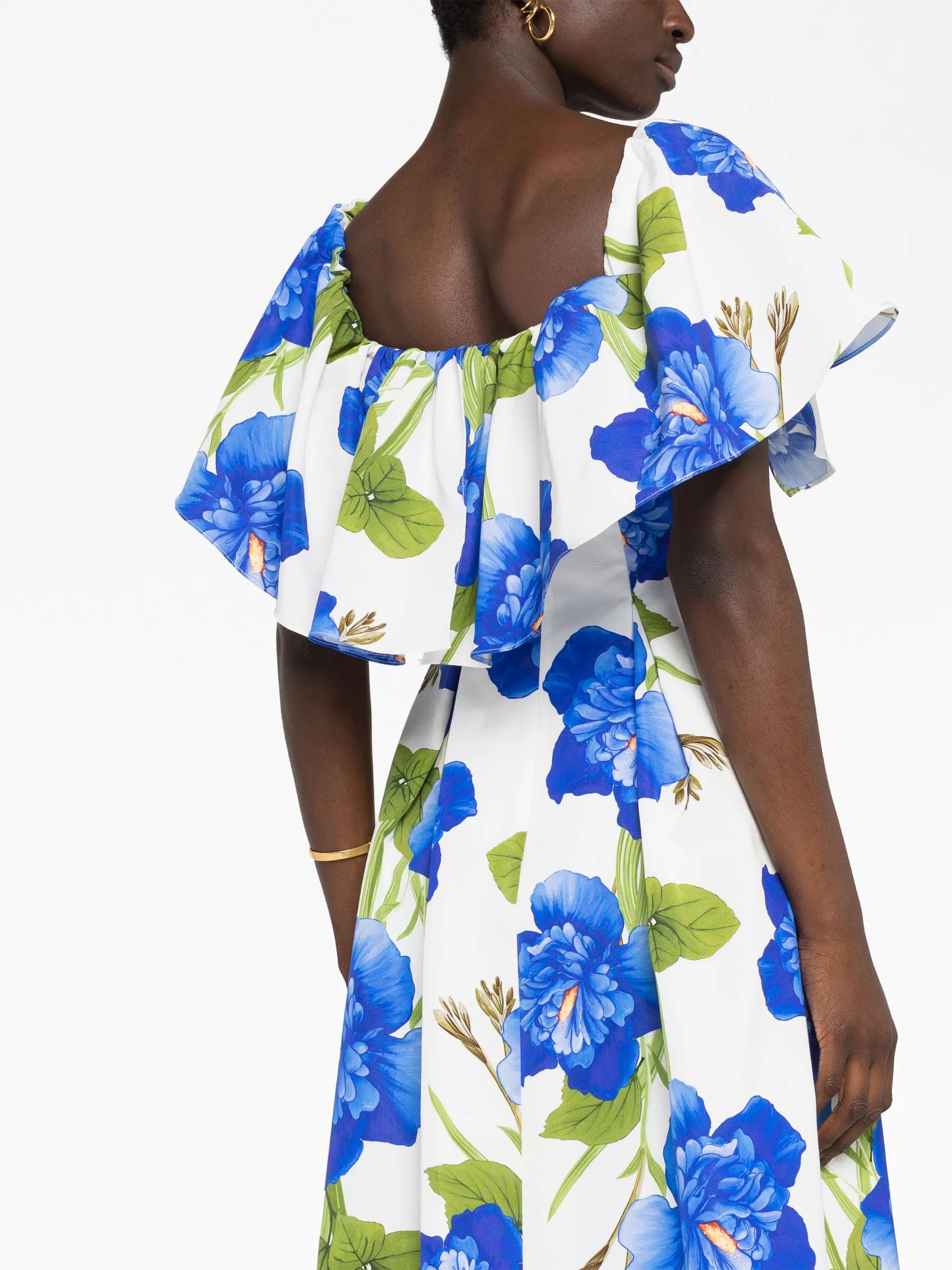 graphic-print V-neck dress