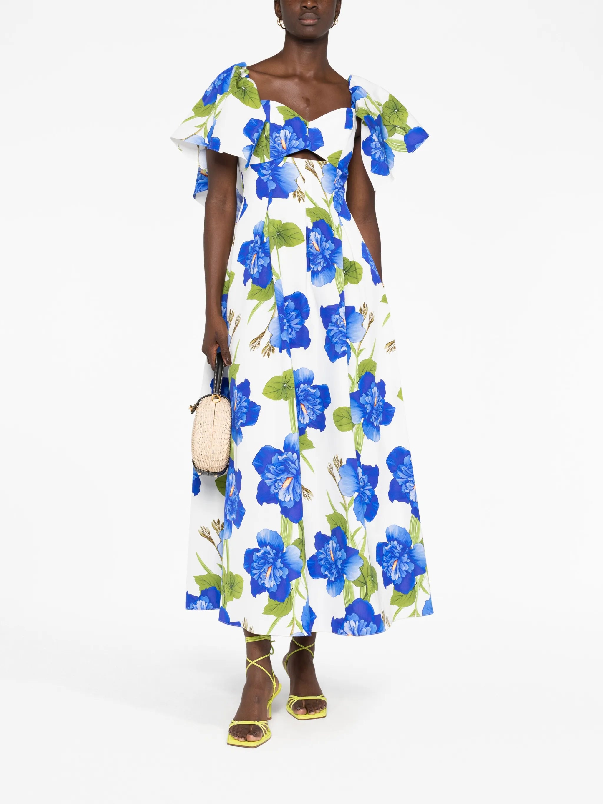 graphic-print V-neck dress