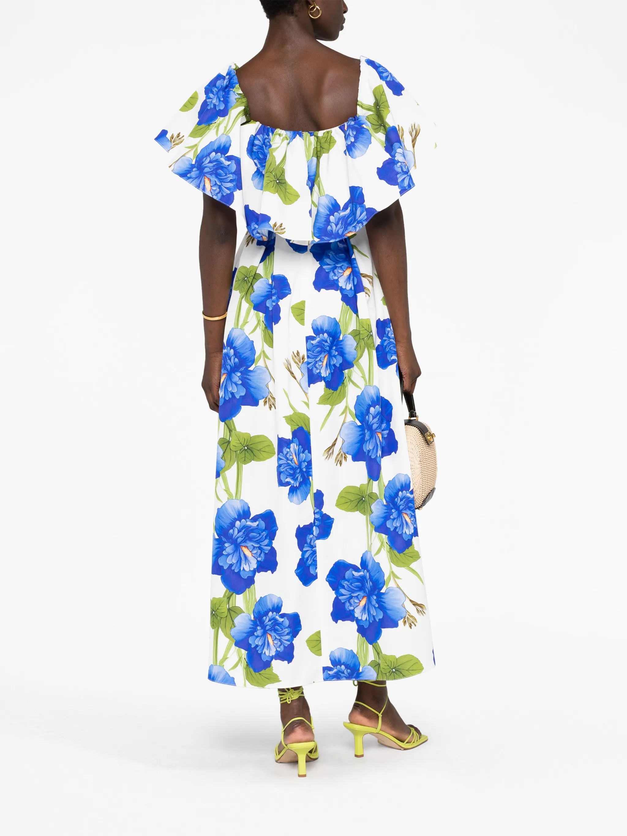graphic-print V-neck dress