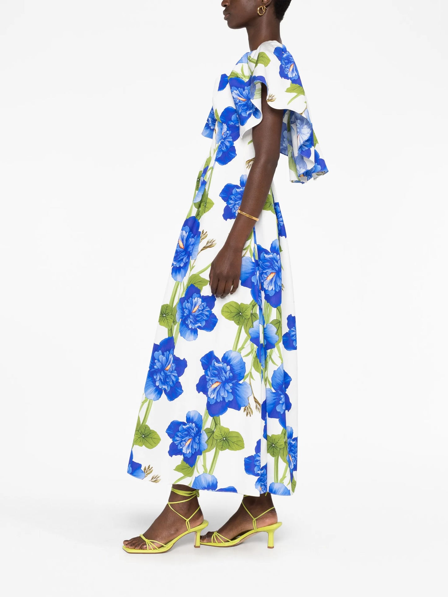 graphic-print V-neck dress