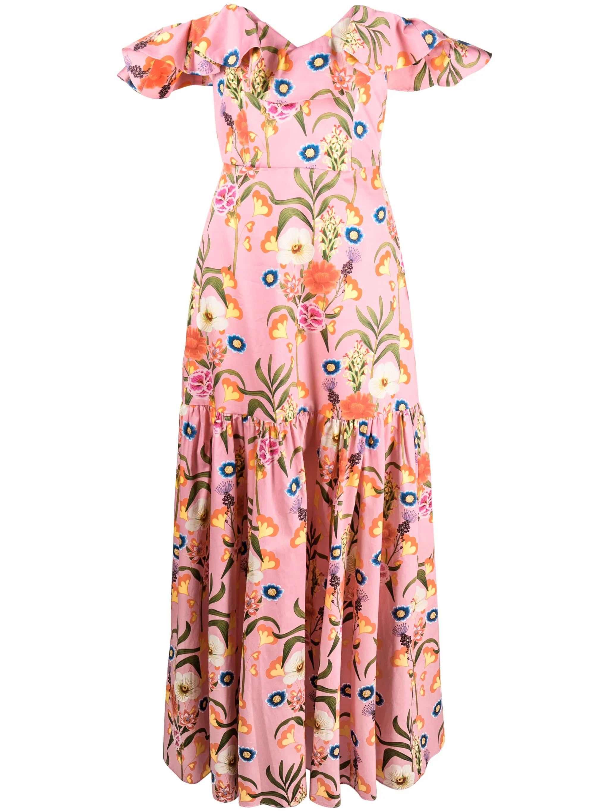 graphic-print ruffle-detail dress