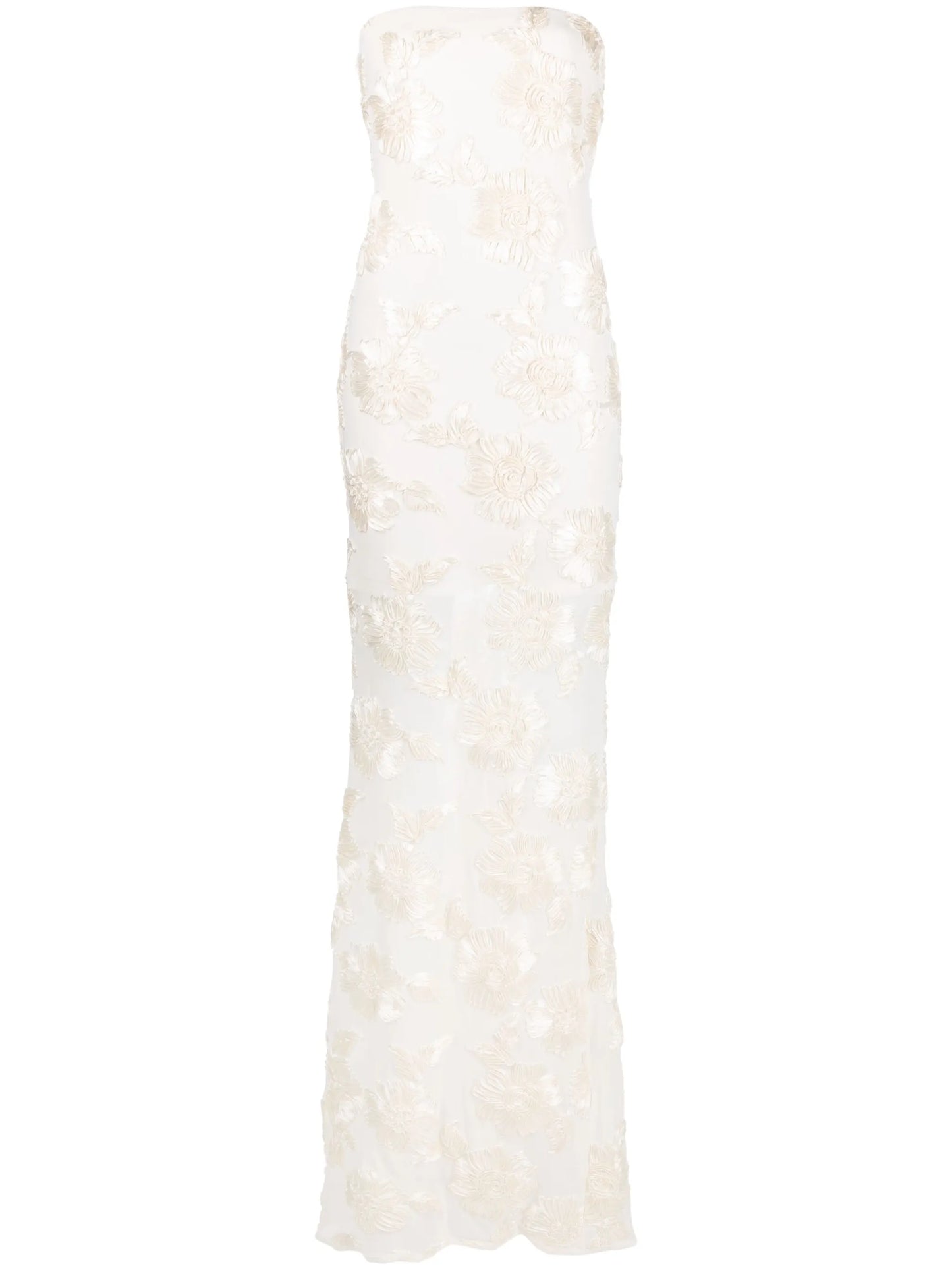 Egret floral-embroidered bridal gown